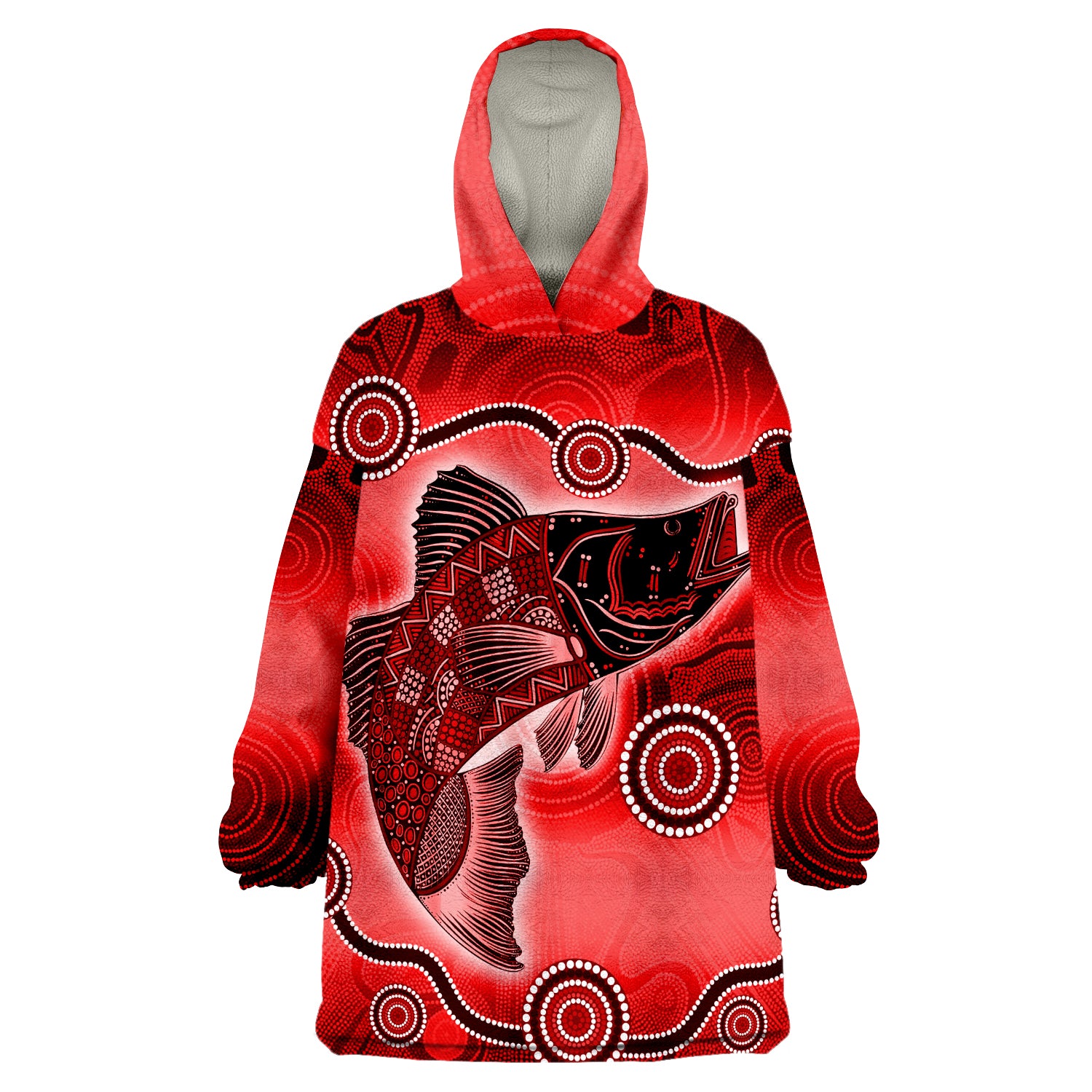 (Custom Text And Number) Aboriginal Fishing Ver.02 Wearable Blanket Hoodie - Vibe Hoodie Shop