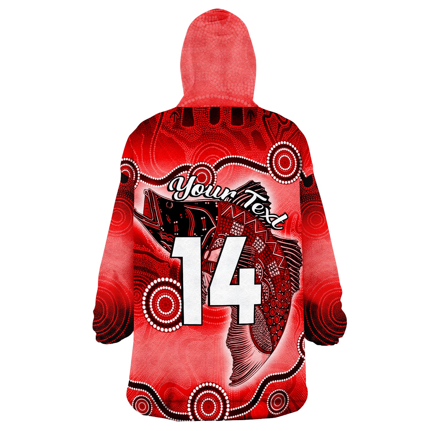 (Custom Text And Number) Aboriginal Fishing Ver.02 Wearable Blanket Hoodie - Vibe Hoodie Shop