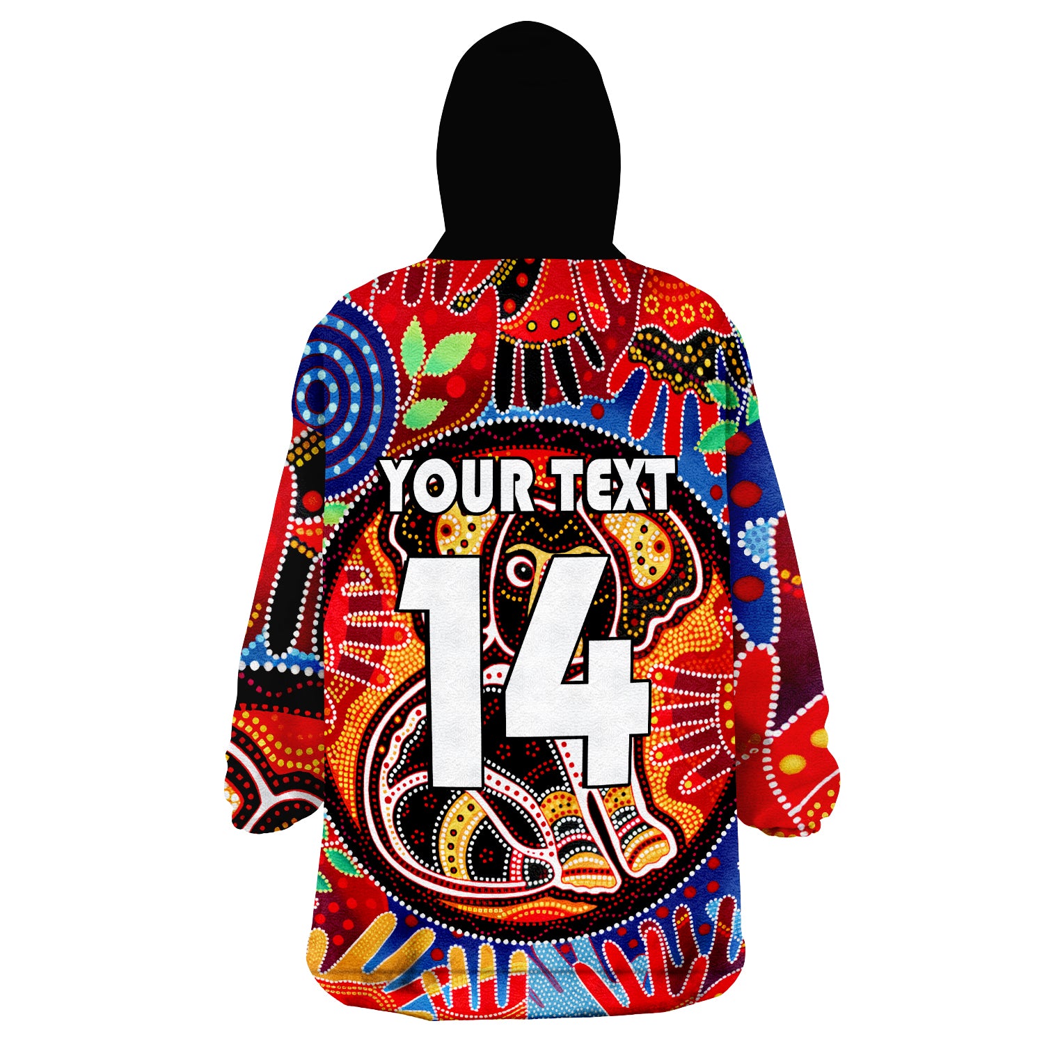 (Custom Text And Number) Aboriginal Koala and Hand Art Dot Painting Wearable Blanket Hoodie - Vibe Hoodie Shop