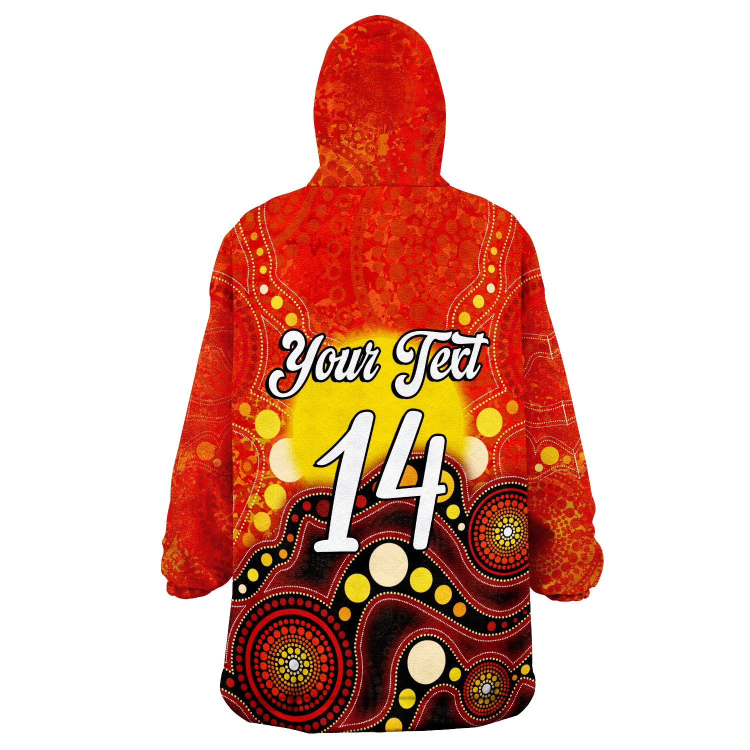 (Custom Text And Number) Aboriginal Lives Matter Flag Dot Painting Art Wearable Blanket Hoodie - Vibe Hoodie Shop