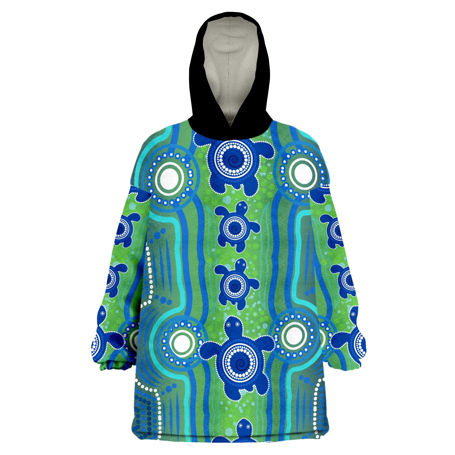 (Custom Text And Number) Aussie Aboriginal Sea Turtle Ver.01 Wearable Blanket Hoodie - Vibe Hoodie Shop