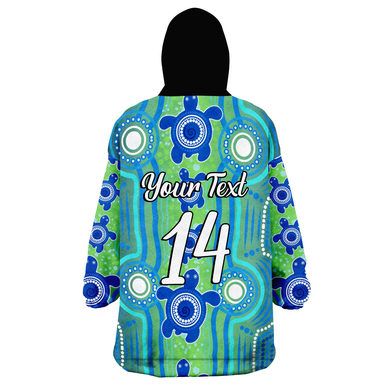 (Custom Text And Number) Aussie Aboriginal Sea Turtle Ver.01 Wearable Blanket Hoodie - Vibe Hoodie Shop