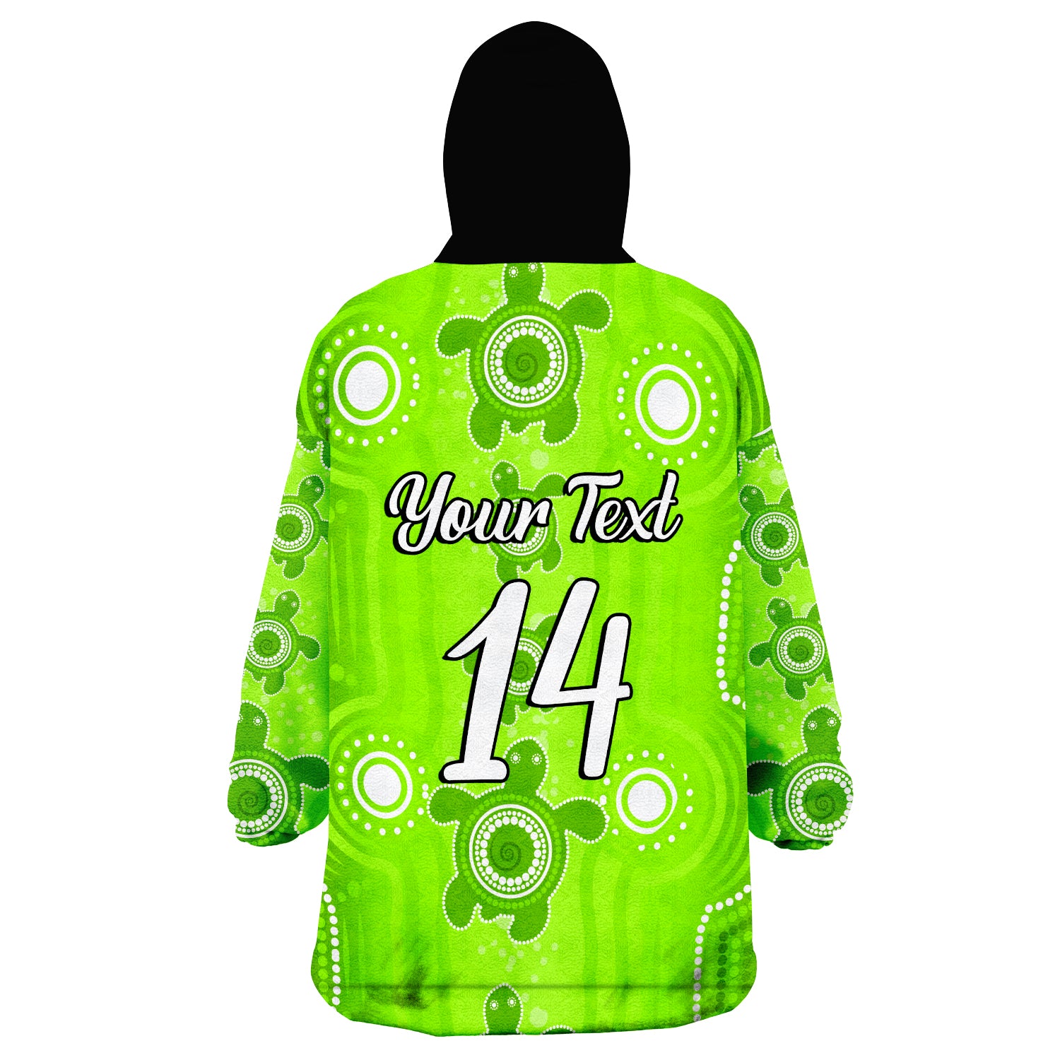 (Custom Text And Number) Aussie Aboriginal Sea Turtle Ver.02 Wearable Blanket Hoodie - Vibe Hoodie Shop