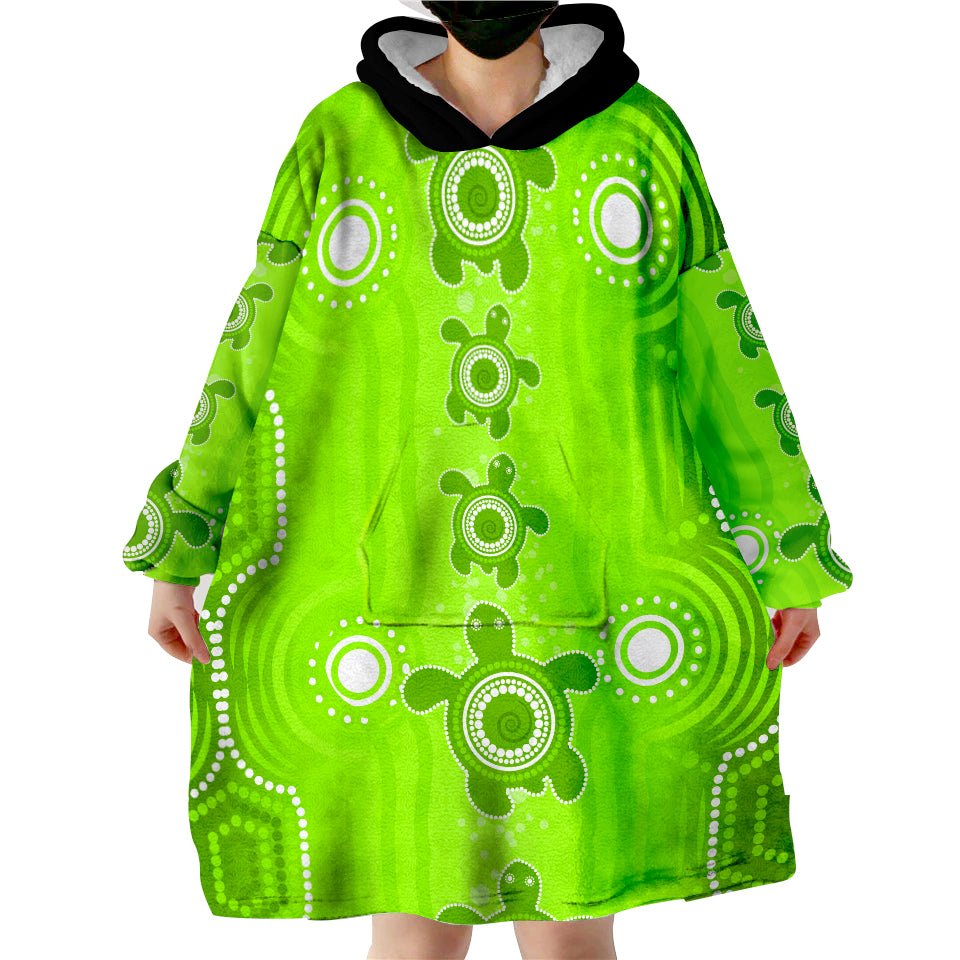 (Custom Text And Number) Aussie Aboriginal Sea Turtle Ver.02 Wearable Blanket Hoodie - Vibe Hoodie Shop