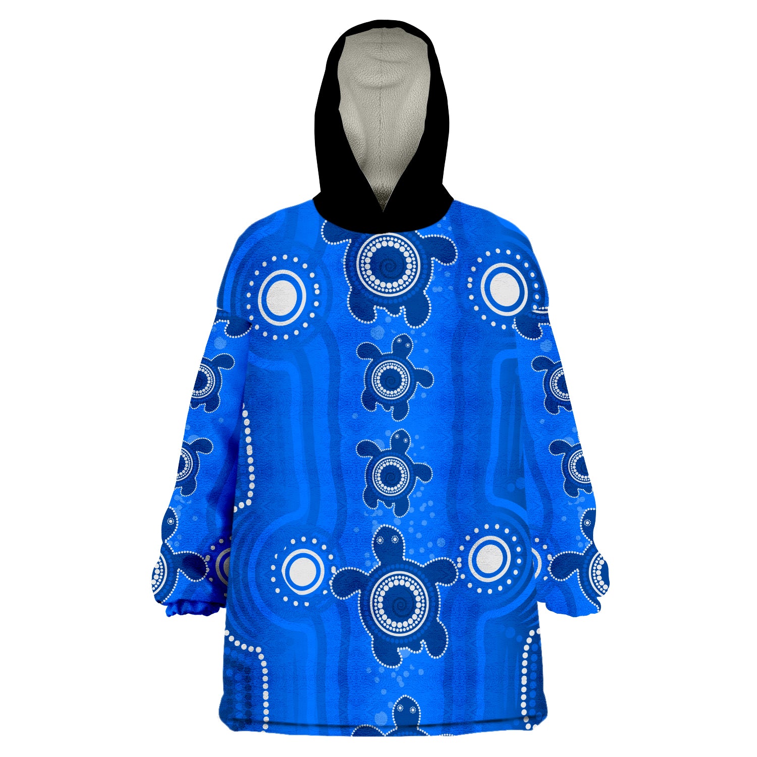 (Custom Text And Number) Aussie Aboriginal Sea Turtle Ver.03 Wearable Blanket Hoodie - Vibe Hoodie Shop