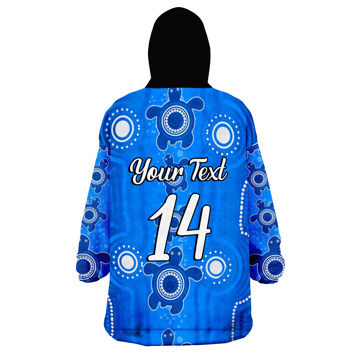 (Custom Text And Number) Aussie Aboriginal Sea Turtle Ver.03 Wearable Blanket Hoodie - Vibe Hoodie Shop