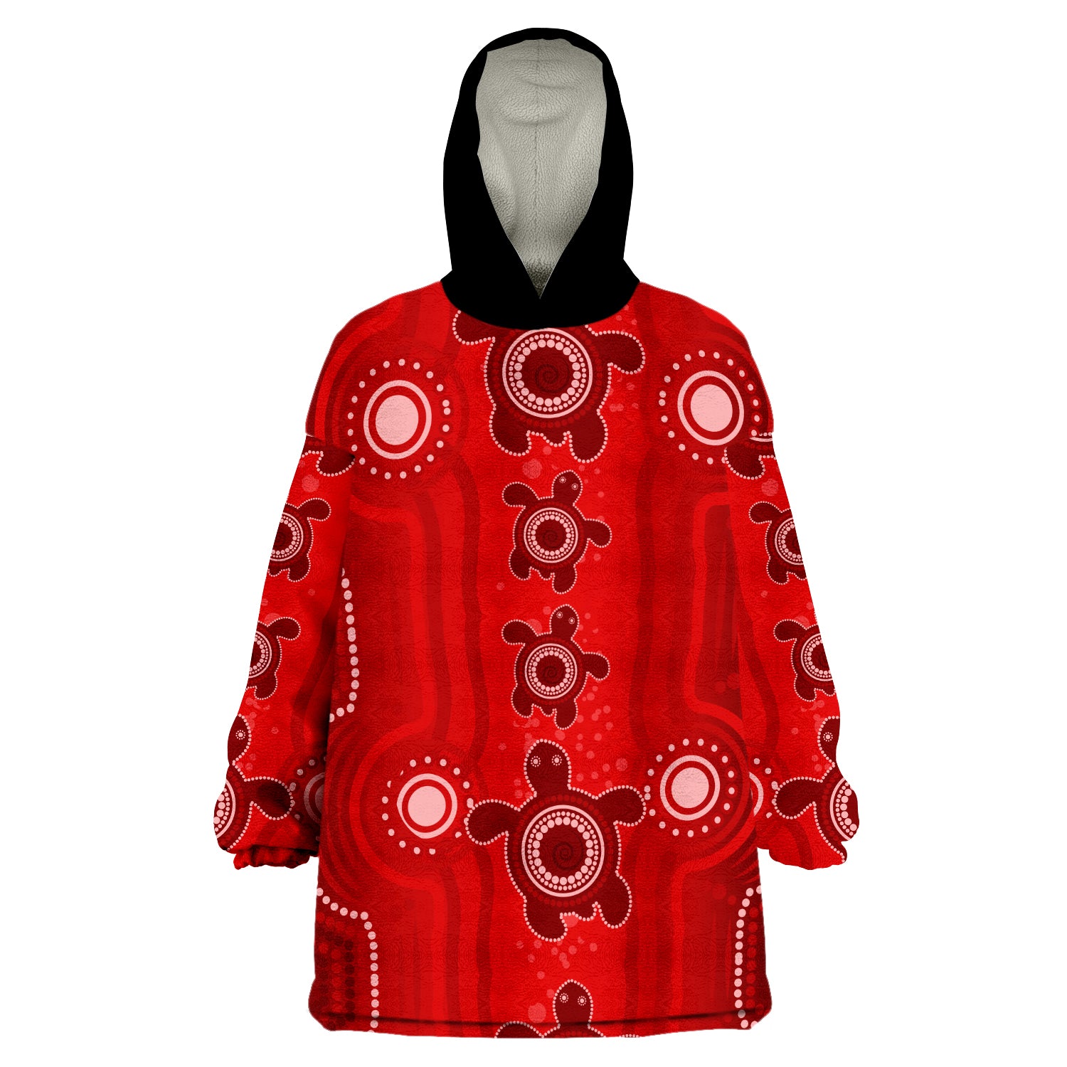 (Custom Text And Number) Aussie Aboriginal Sea Turtle Ver.04 Wearable Blanket Hoodie - Vibe Hoodie Shop