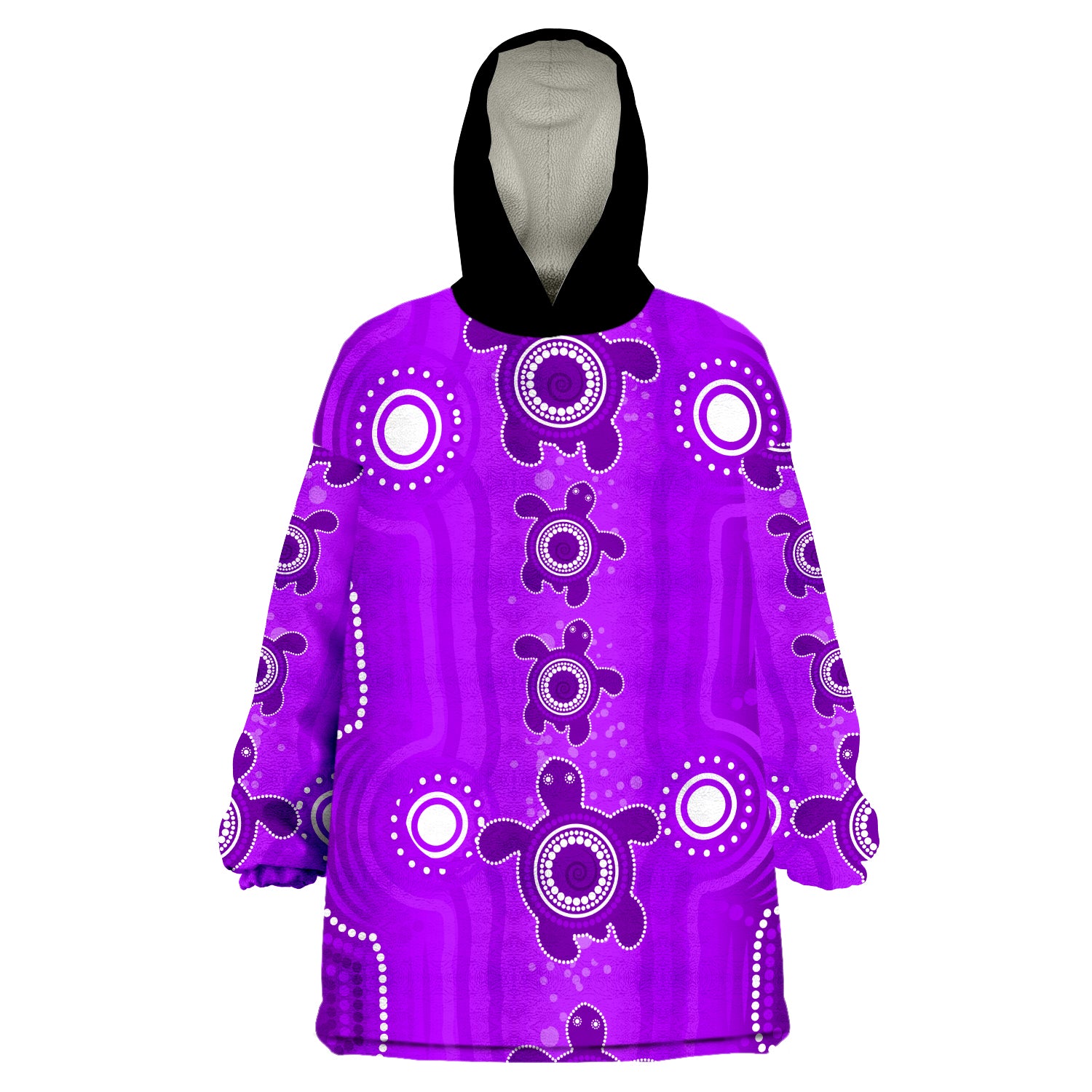 (Custom Text And Number) Aussie Aboriginal Sea Turtle Ver.06 Wearable Blanket Hoodie - Vibe Hoodie Shop