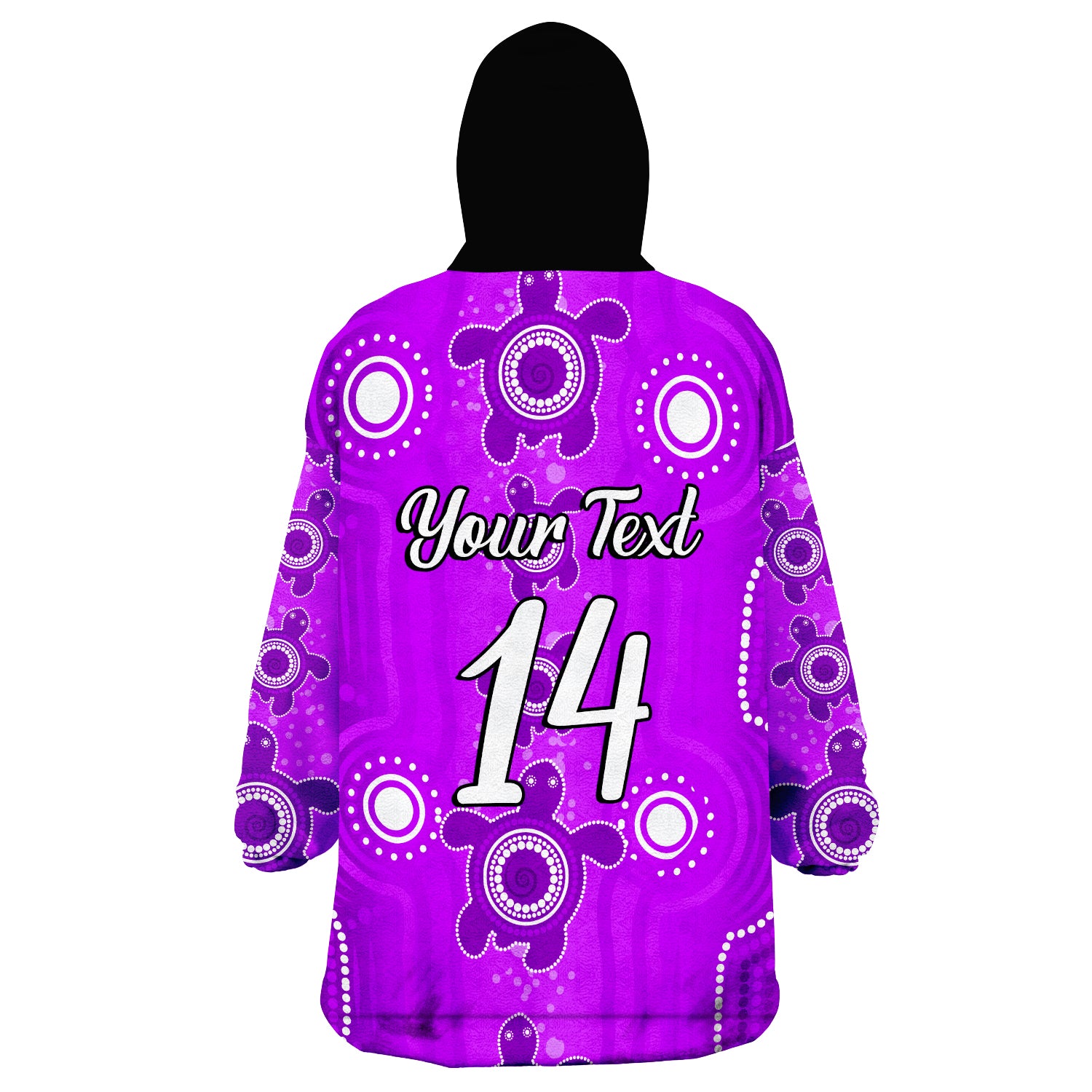 (Custom Text And Number) Aussie Aboriginal Sea Turtle Ver.06 Wearable Blanket Hoodie - Vibe Hoodie Shop