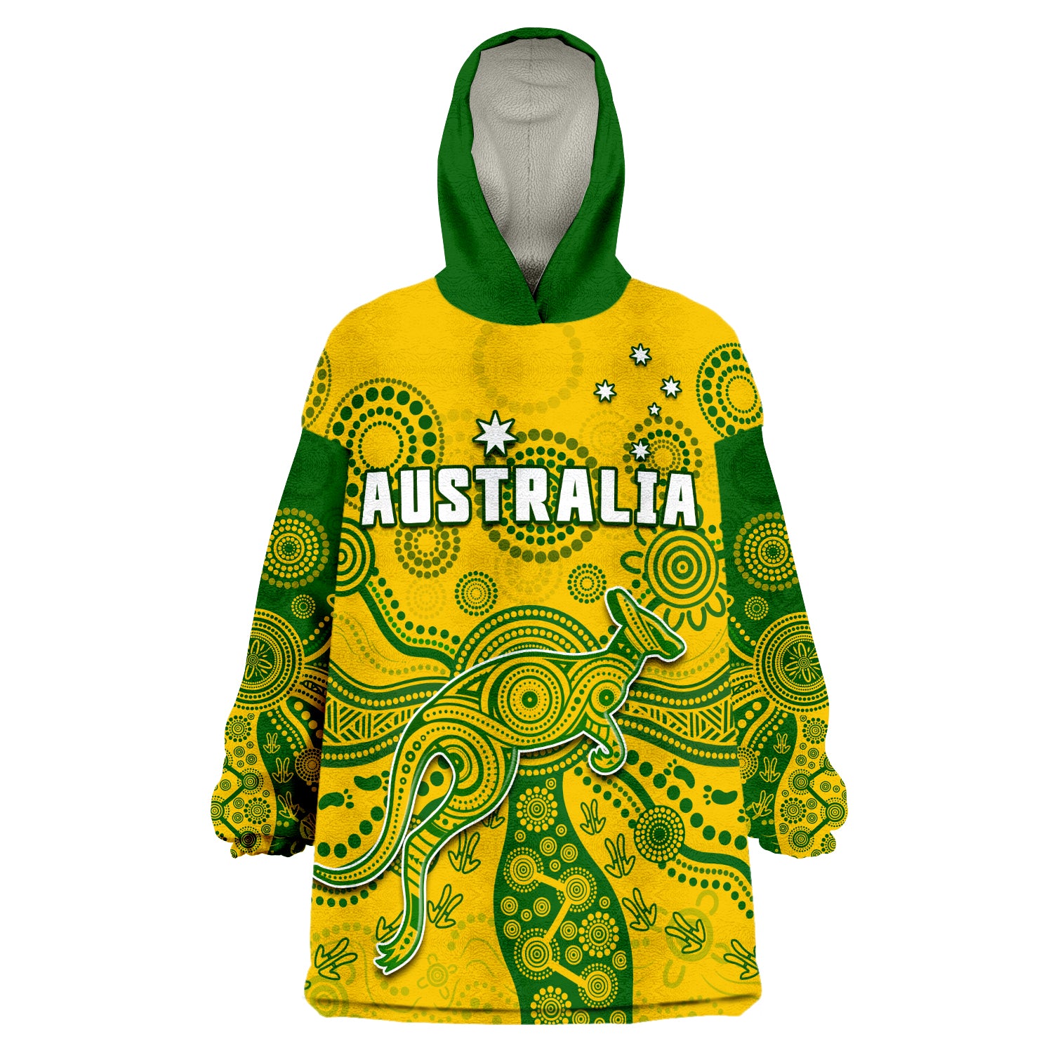 (Custom Text And Number) Australia National Colours Proud Aussie Special Indigenous Wearable Blanket Hoodie - Vibe Hoodie Shop