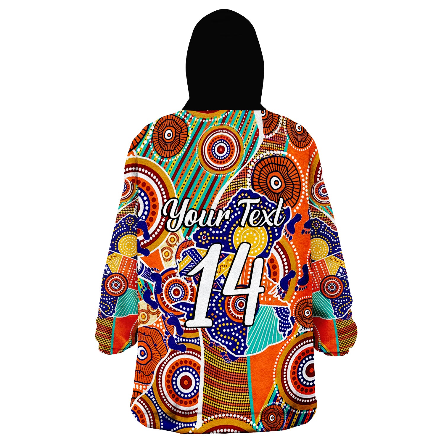 (Custom Text And Number) Australian Map Dot Painting Wearable Blanket Hoodie - Vibe Hoodie Shop