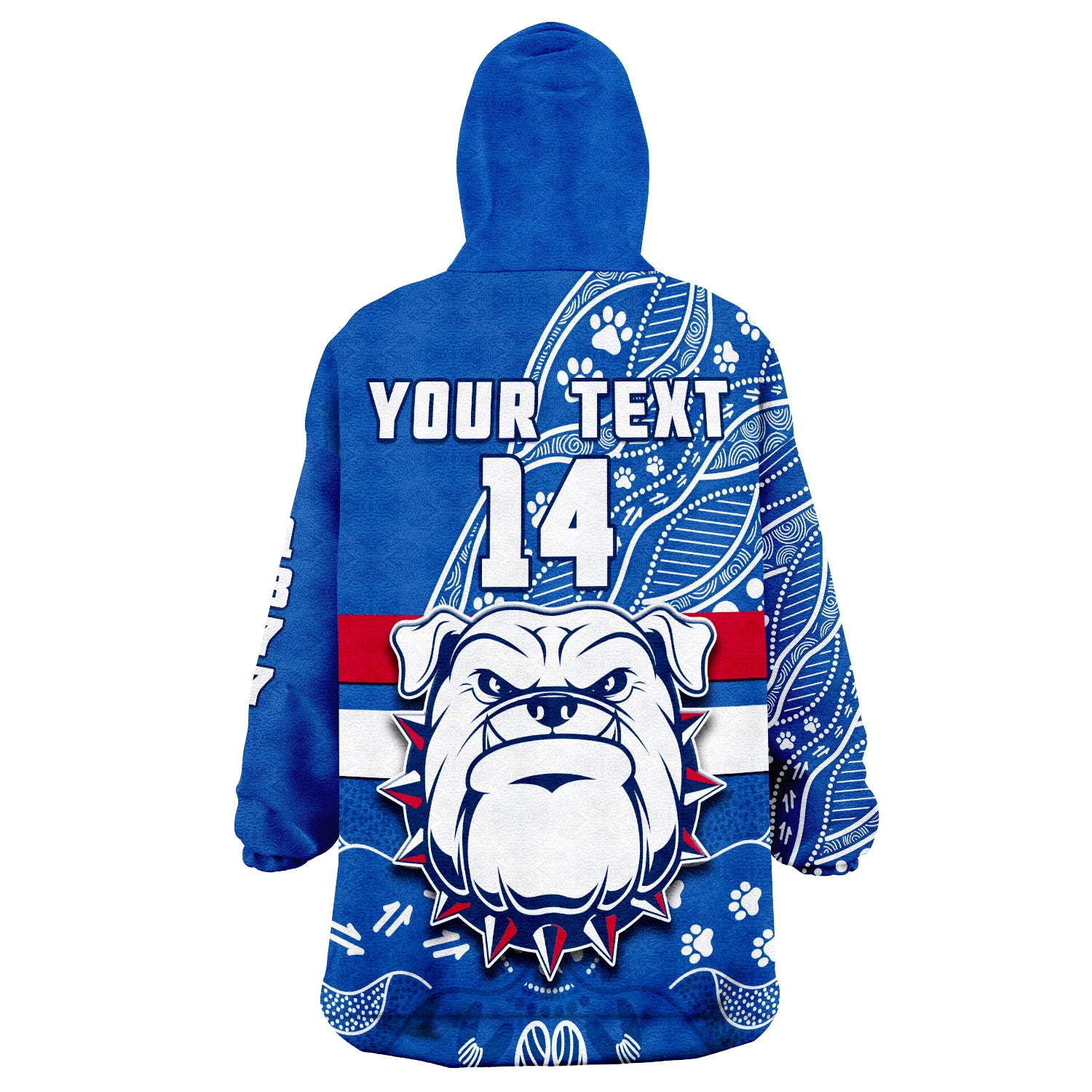 (Custom Text And Number) Bulldogs Football Scraggers 1877 Aboriginal Dot Painting Newest Version Wearable Blanket Hoodie - Vibe Hoodie Shop