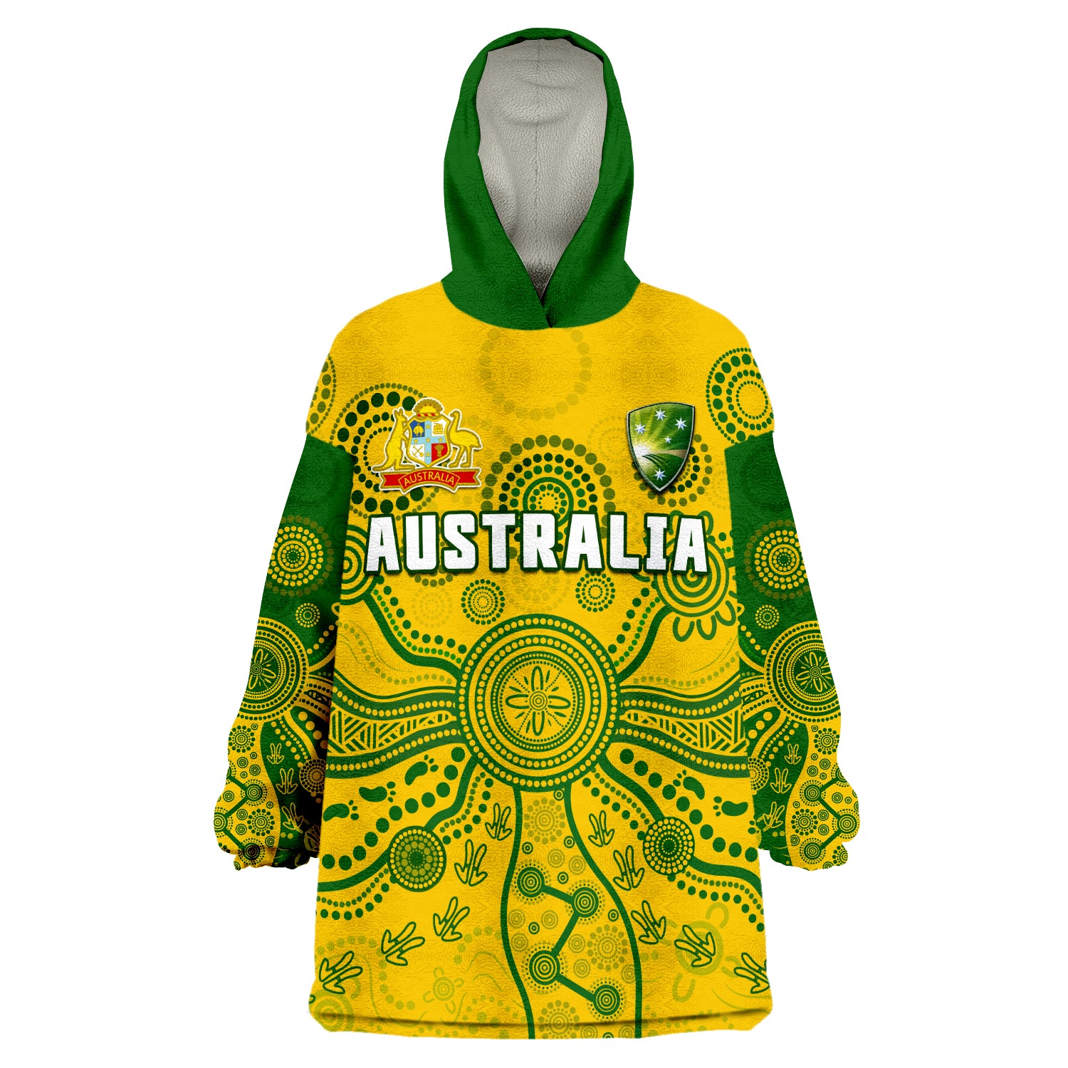 (Custom Text And Number) Cricket Australia Aussie 2022 Indigenous Special Version Wearable Blanket Hoodie - Vibe Hoodie Shop