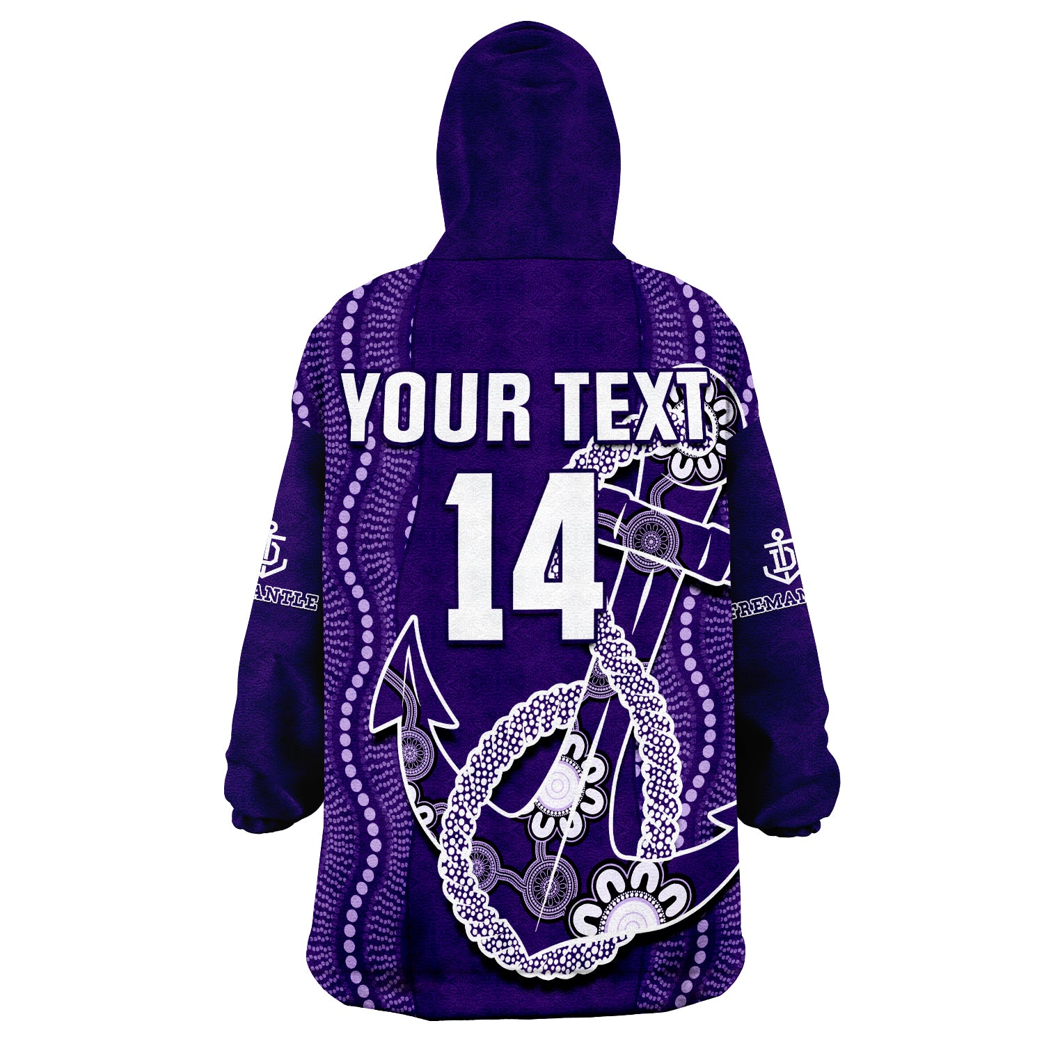 (Custom Text And Number) Dockers Football Fremantle Anchor Mix Aboriginal Pattern Dynamic Style Wearable Blanket Hoodie - Vibe Hoodie Shop