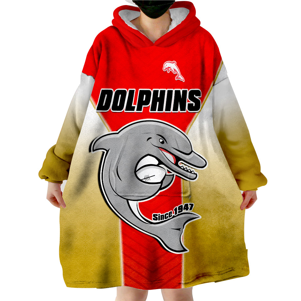 (Custom Text and Number) Dolphins Rugby Since 1947 Dynamic Version Wearable Blanket Hoodie - Vibe Hoodie Shop