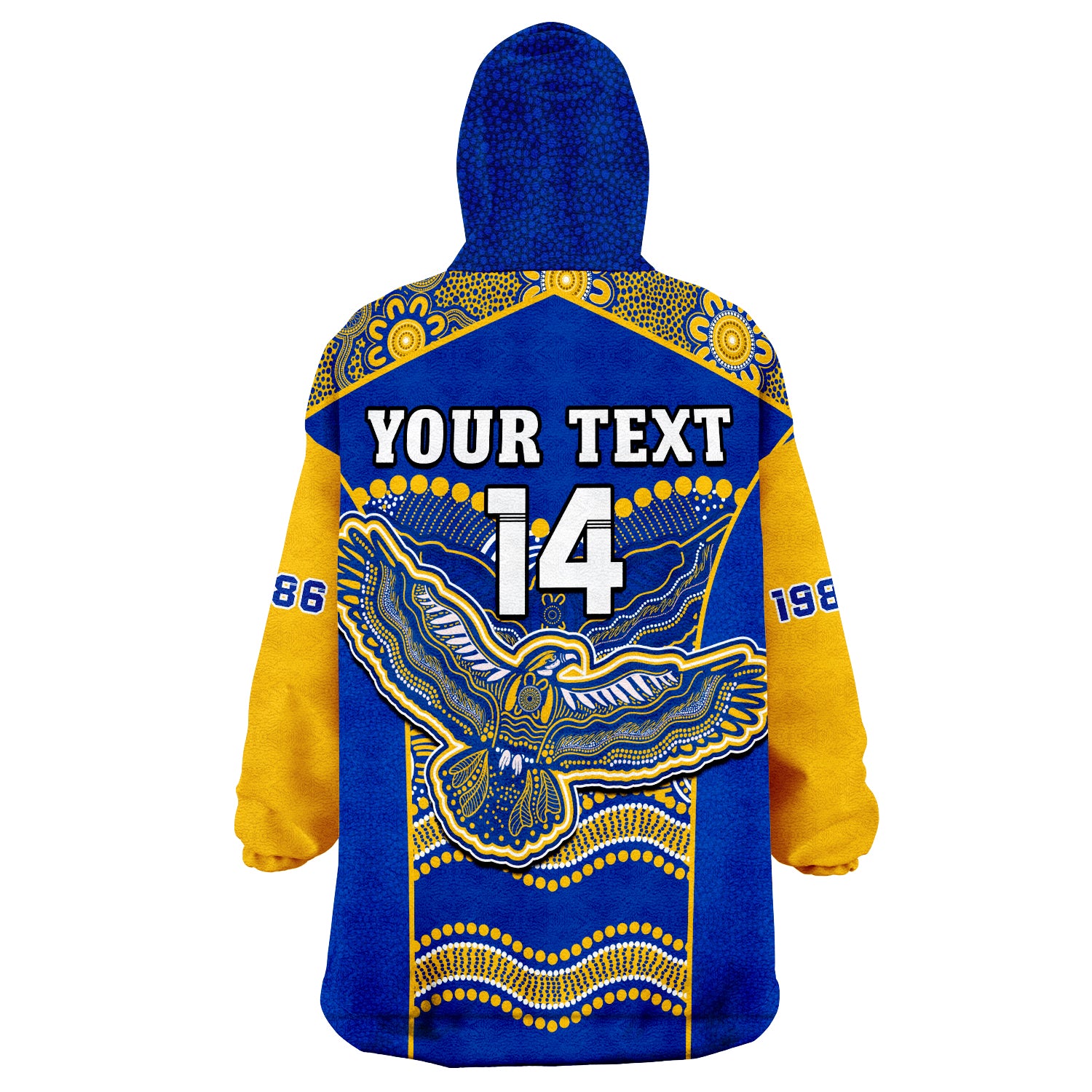 (Custom Text And Number) Eagles Football West Coast 1986 Aboriginal Sporty Style Wearable Blanket Hoodie - Vibe Hoodie Shop