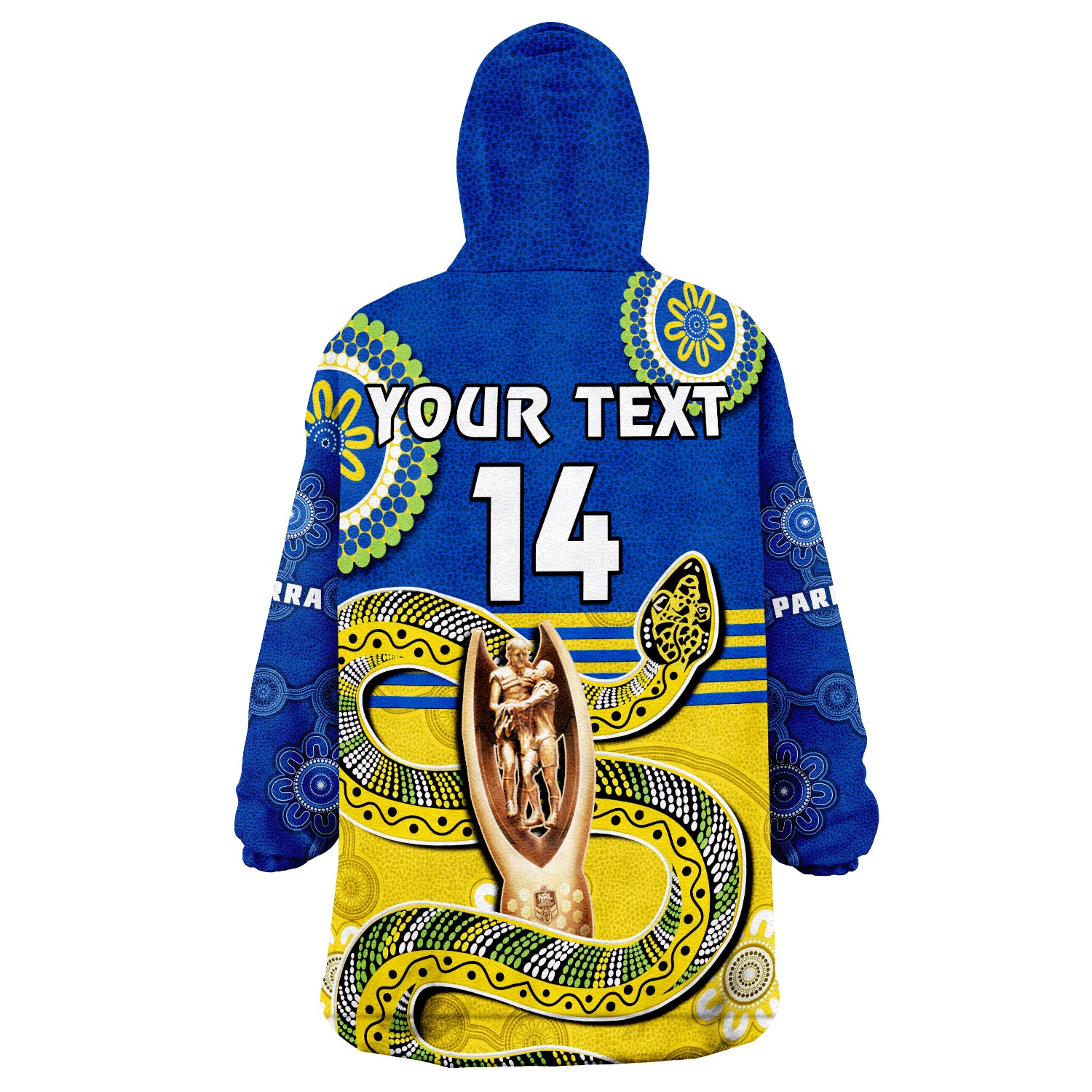 (Custom Text And Number) Eels Rugby Parra 2022 Indigenous Proud Premiers Wearable Blanket Hoodie - Vibe Hoodie Shop