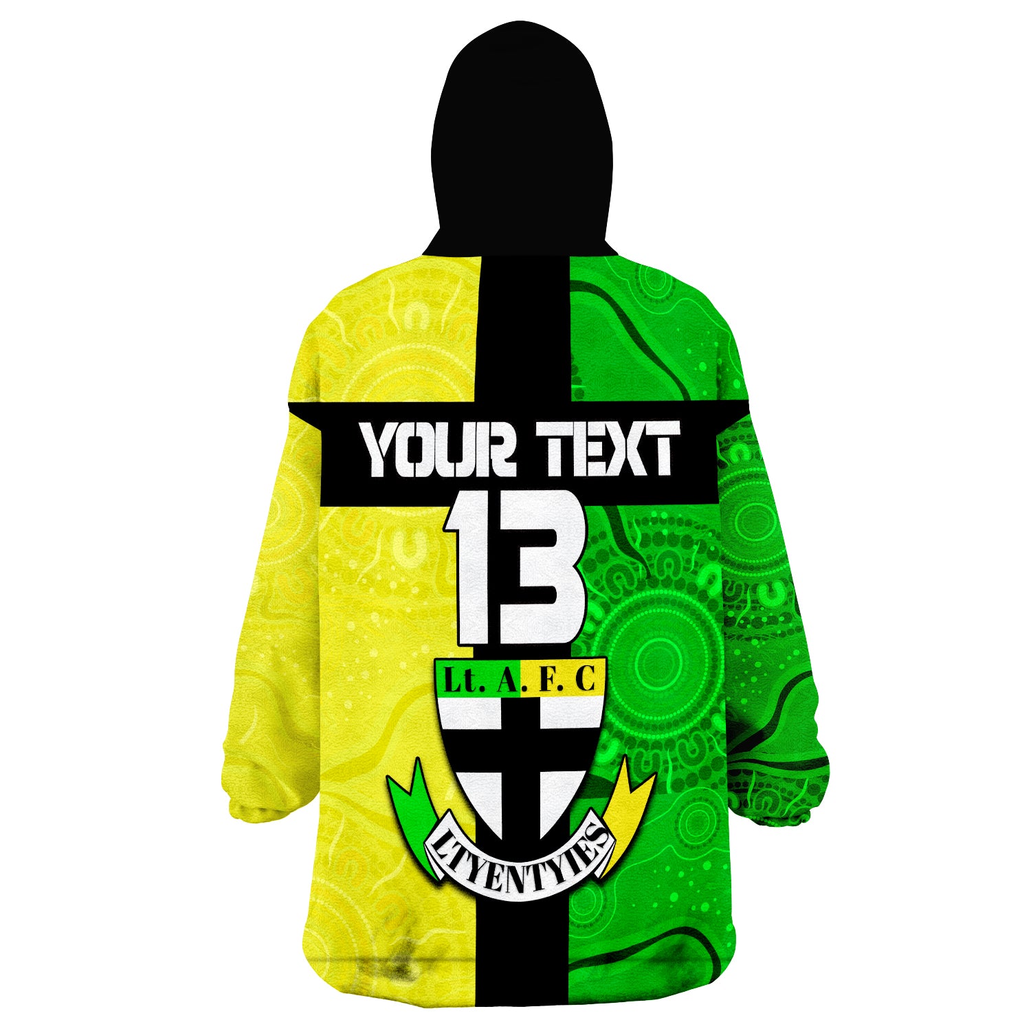 (Custom Text and Number) Ltyentyies Lt. A. F. C Australian Football Aboriginal Wearable Blanket Hoodie - Vibe Hoodie Shop