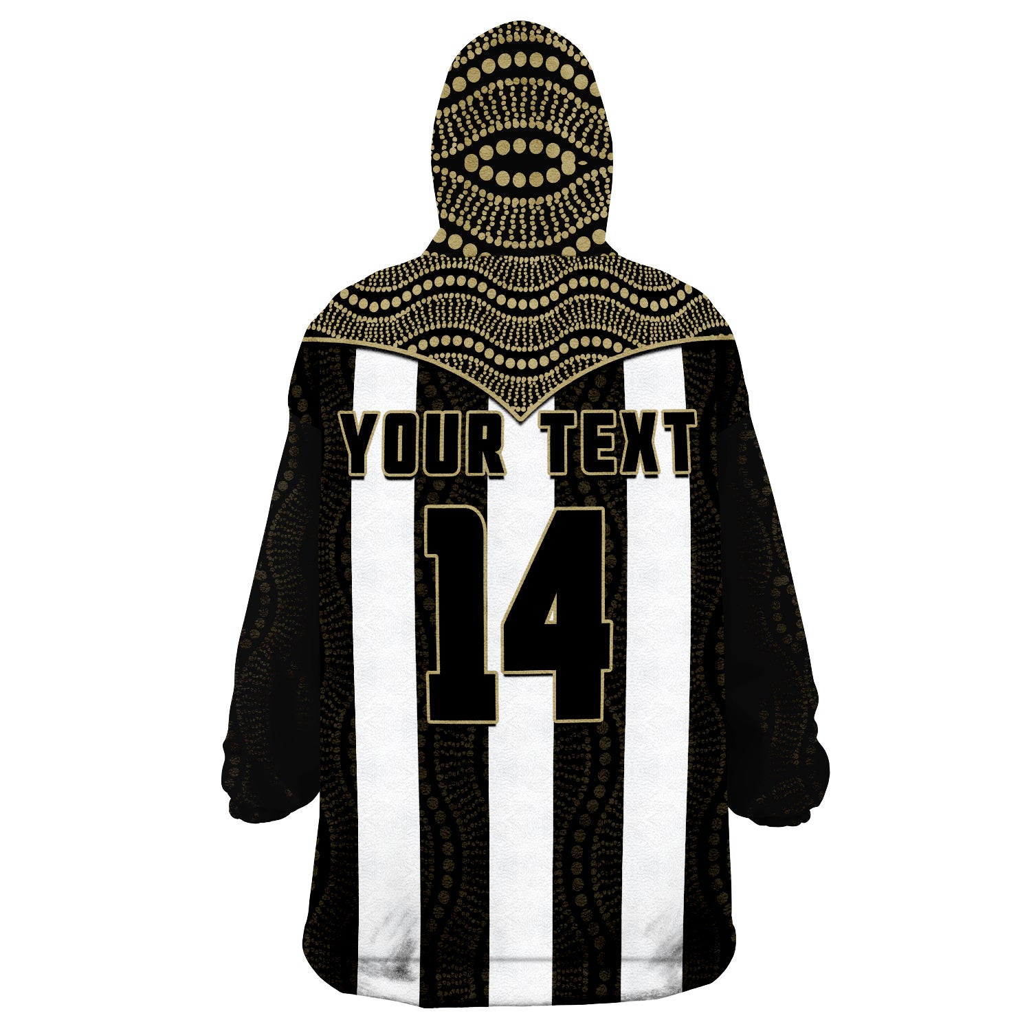 (Custom Text And Number) Magpies Football Collingwood 1892 Indigenous Sporty Style Wearable Blanket Hoodie - Vibe Hoodie Shop