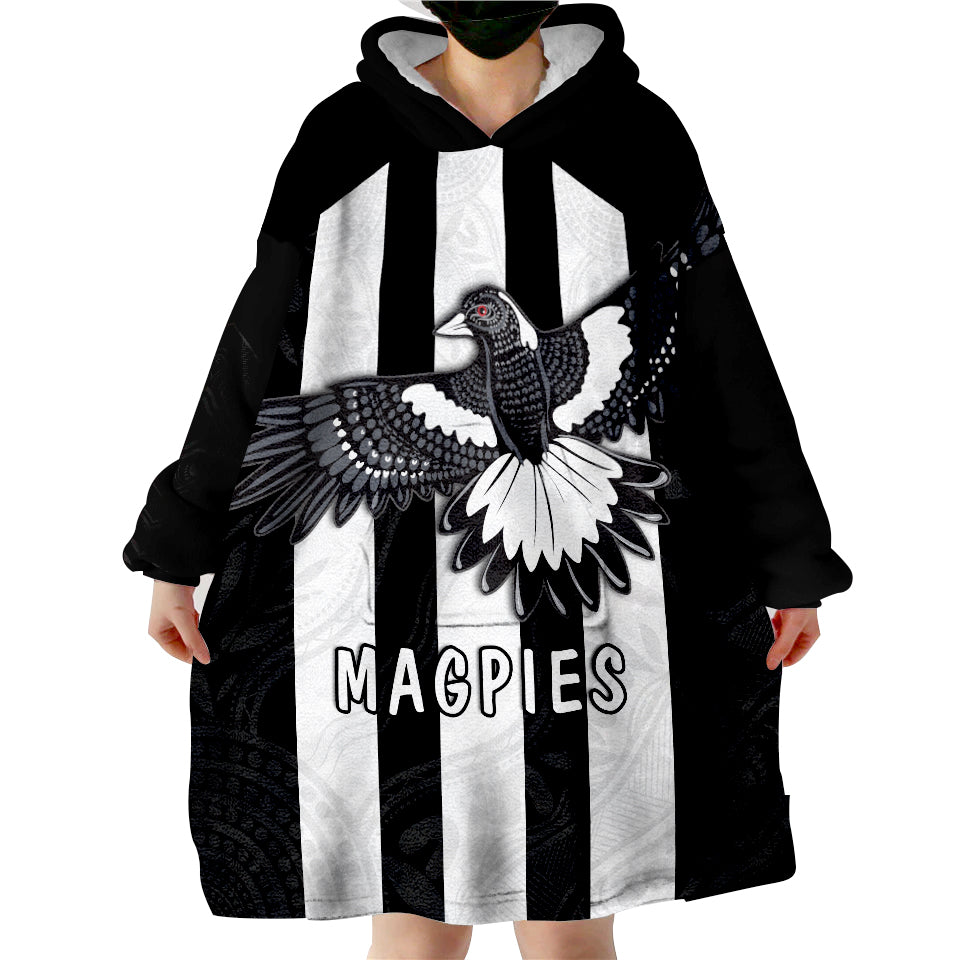 (Custom Text and Number) Magpies Indigenous 2022 Heroic Wearable Blanket Hoodie - Vibe Hoodie Shop