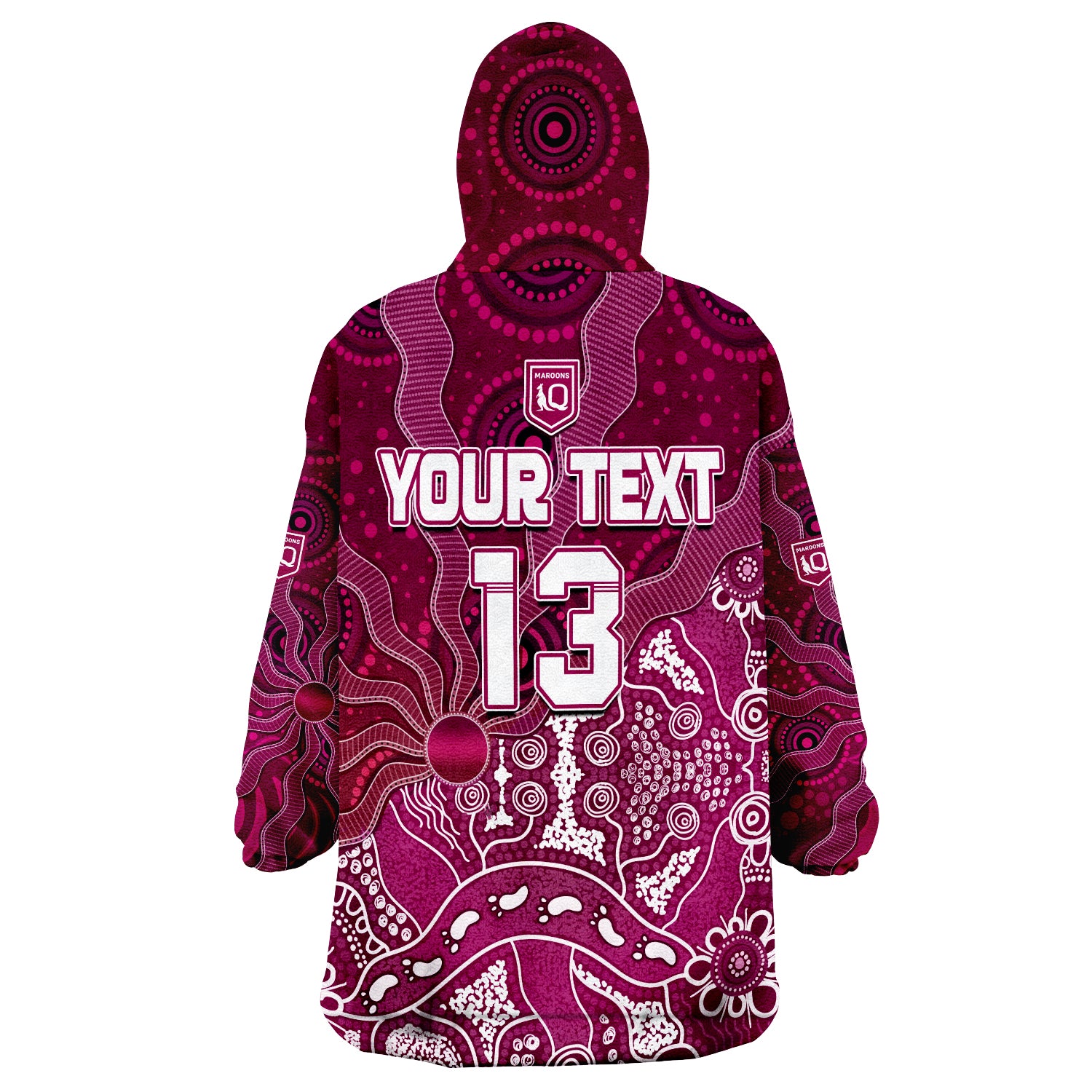 (Custom Text and Number) Maroons Rugby Fascinated Aboriginal Queenslanders Wearable Blanket Hoodie - Vibe Hoodie Shop