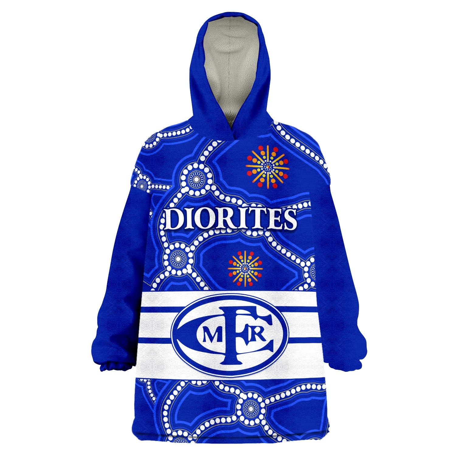 (Custom Text and Number) Mines Rovers Football Club Goldfields Football Indigenous Diorites Wearable Blanket Hoodie - Vibe Hoodie Shop