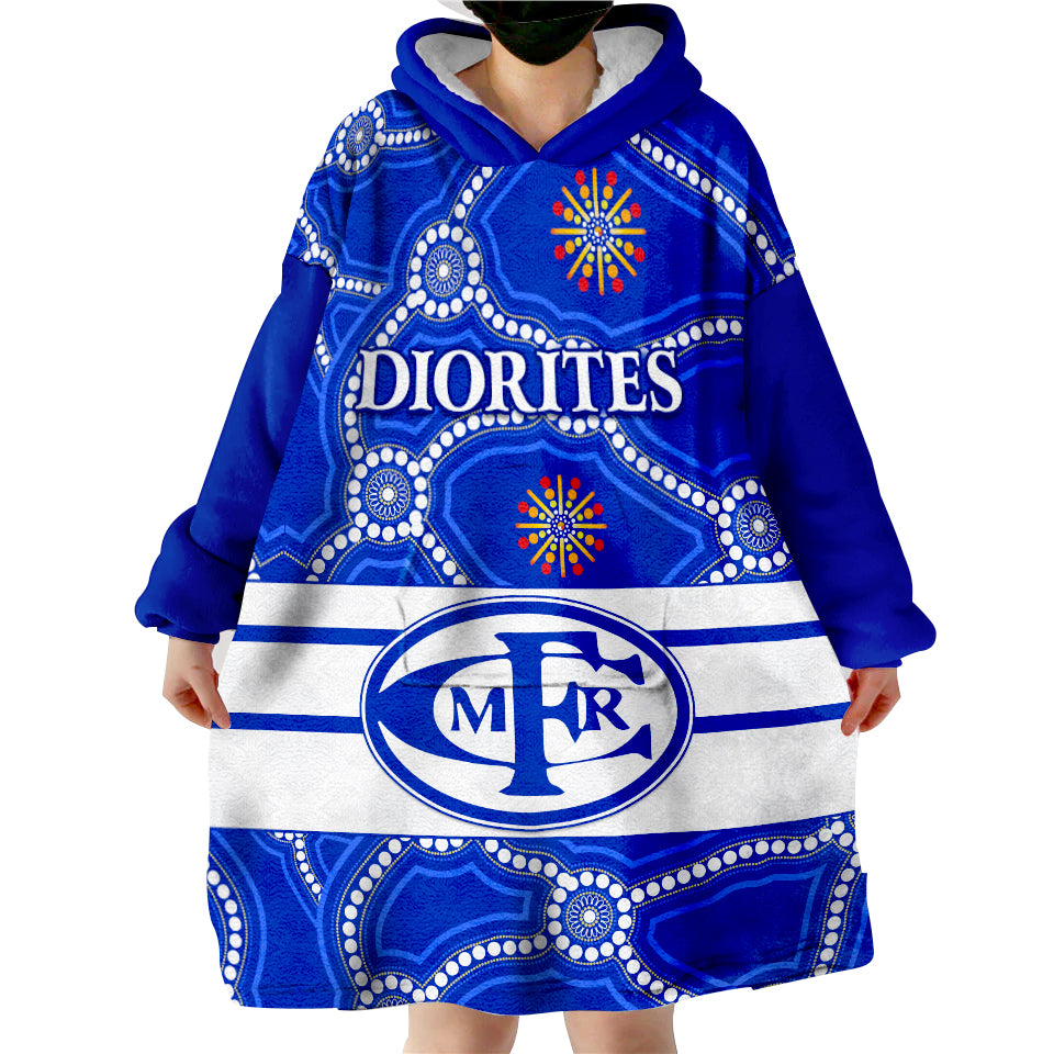 (Custom Text and Number) Mines Rovers Football Club Goldfields Football Indigenous Diorites Wearable Blanket Hoodie - Vibe Hoodie Shop