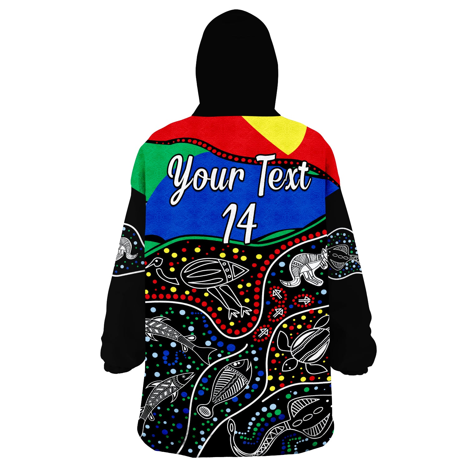 (Custom Text and Number) NAIDOC Week National Aborigines And Torres Strait Islander Animals Aboriginal Art Wearable Blanket Hoodie - Vibe Hoodie Shop