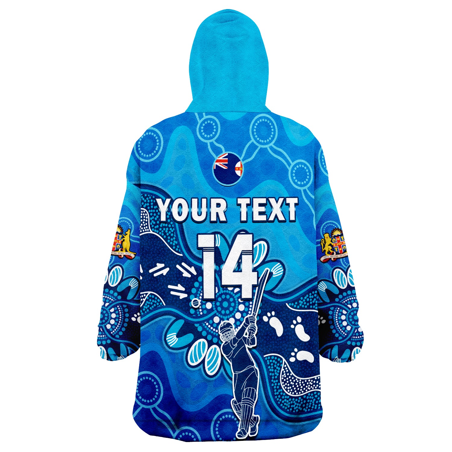 (Custom Text And Number) New South Wales Cricket NSW 2022 Aboriginal Art Wearable Blanket Hoodie - Vibe Hoodie Shop