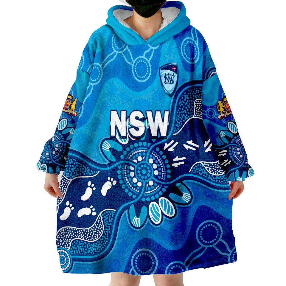 (Custom Text And Number) New South Wales Cricket NSW 2022 Aboriginal Art Wearable Blanket Hoodie - Vibe Hoodie Shop
