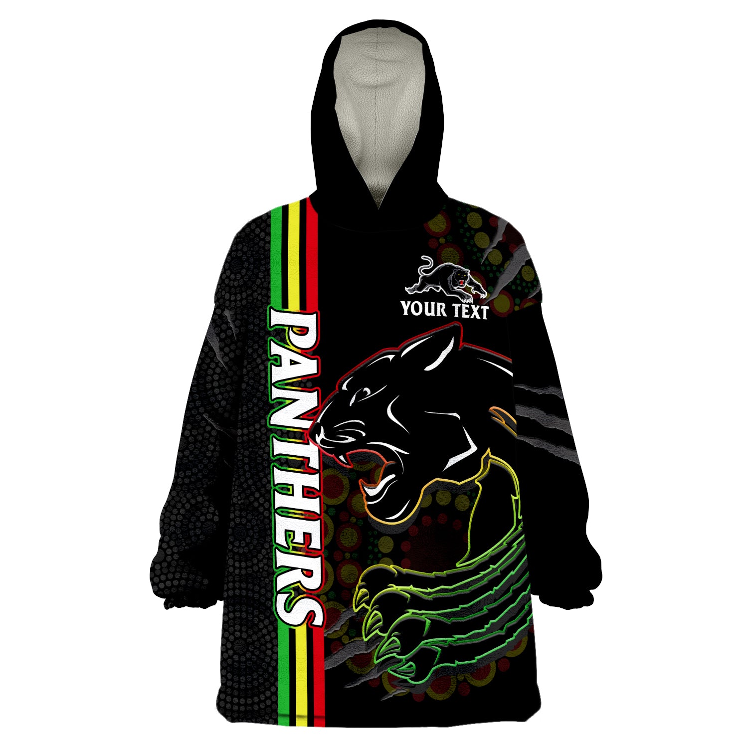 (Custom Text And Number) Panthers Rugby The Mountain Men Aboriginal Art Dynamic Wearable Blanket Hoodie - Vibe Hoodie Shop