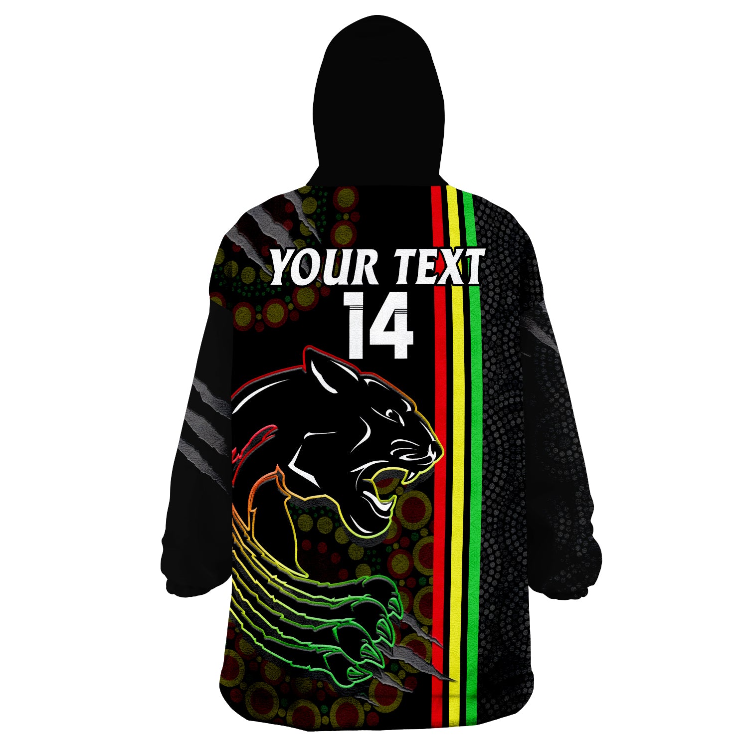 (Custom Text And Number) Panthers Rugby The Mountain Men Aboriginal Art Dynamic Wearable Blanket Hoodie - Vibe Hoodie Shop