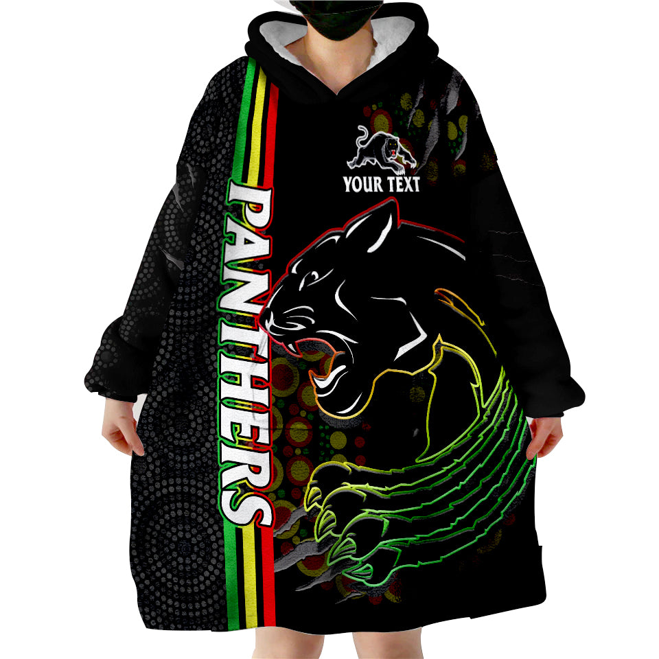 (Custom Text And Number) Panthers Rugby The Mountain Men Aboriginal Art Dynamic Wearable Blanket Hoodie - Vibe Hoodie Shop