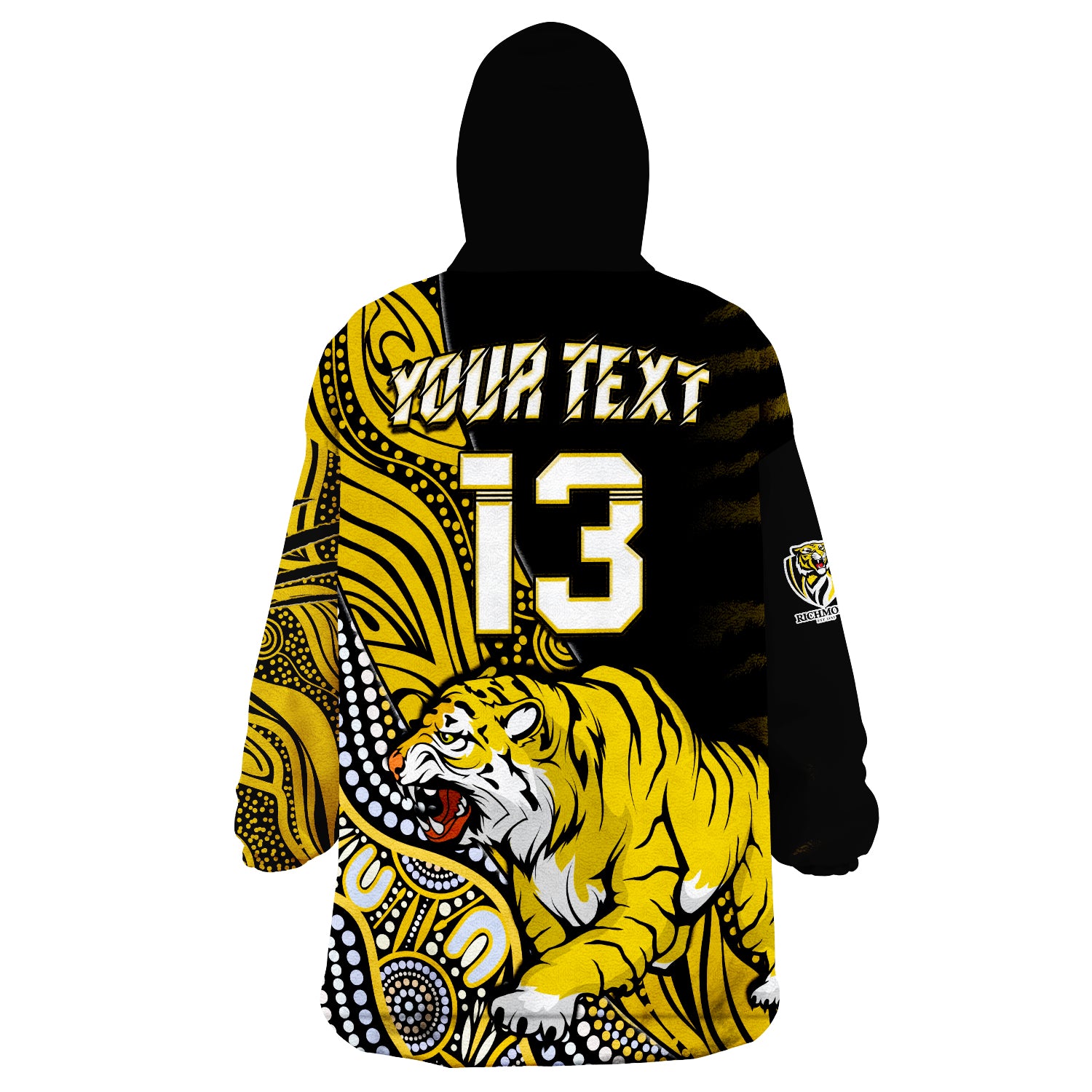 (Custom Text and Number) Richmond Football Aboriginal Go The Tigers Premiers Wearable Blanket Hoodie - Vibe Hoodie Shop
