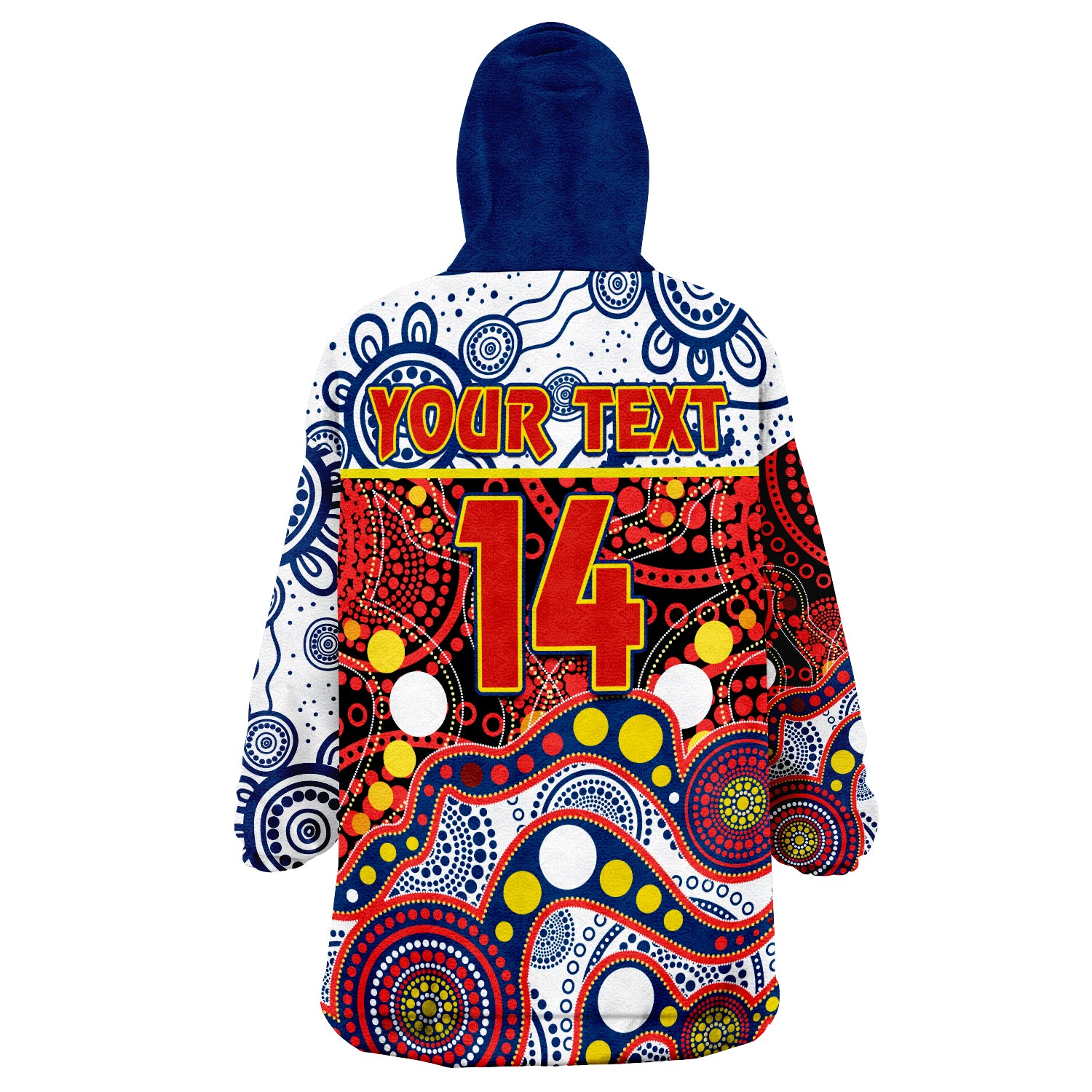 (Custom Text And Number) Roosters Rugby Easts 1908 Aboriginal Artsy Premiers Wearable Blanket Hoodie - Vibe Hoodie Shop