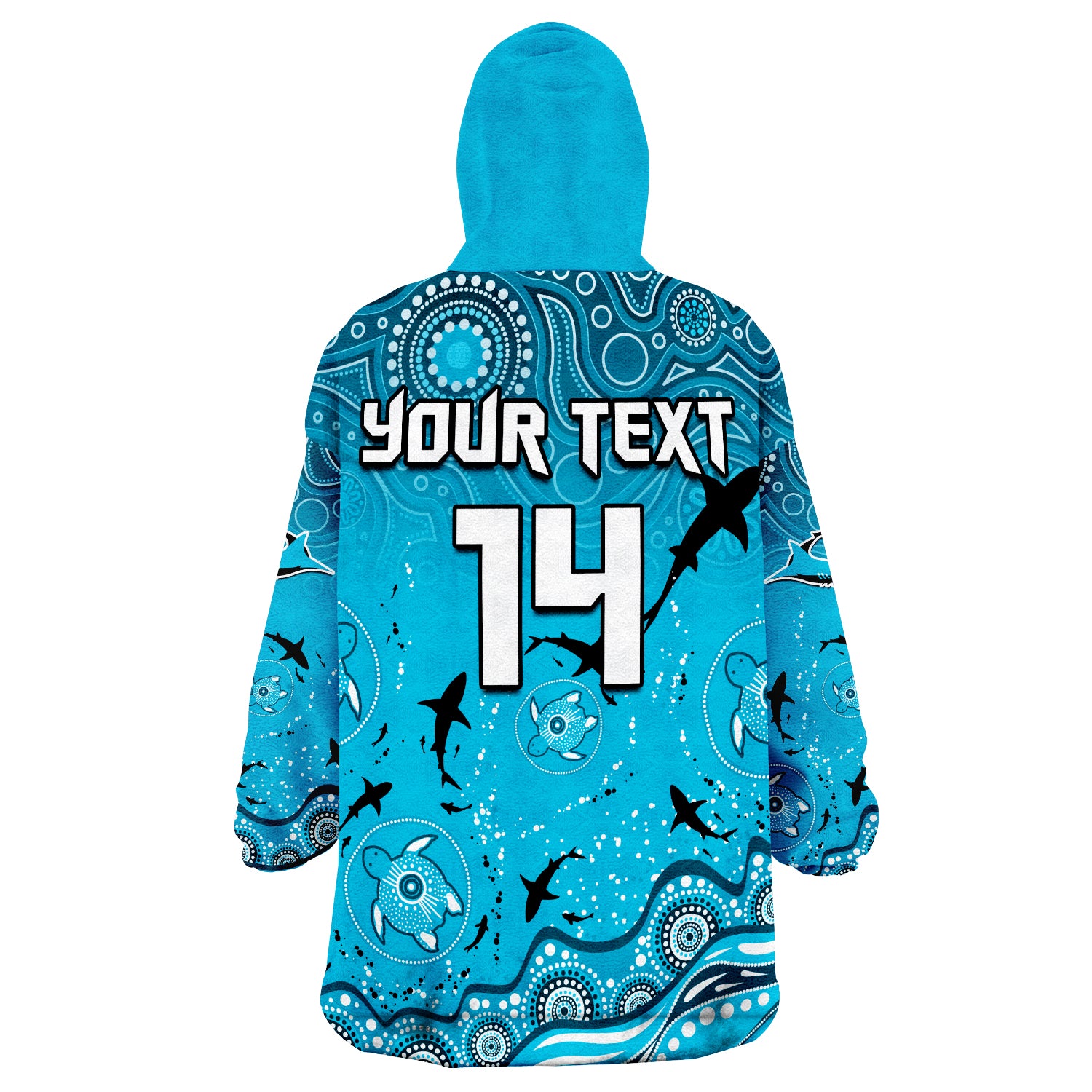 (Custom Text And Number) Sharks Rugby Go Sharkies Aboriginal Special Version Wearable Blanket Hoodie - Vibe Hoodie Shop