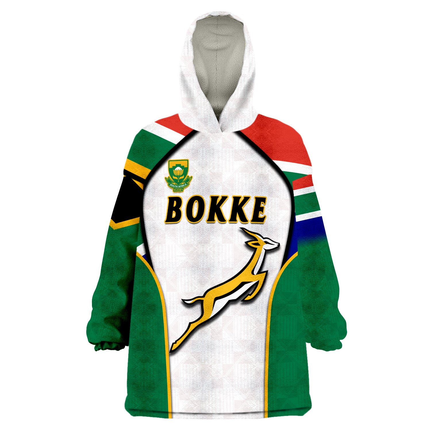 (Custom Text And Number) South Africa Rugby Springboks 2022 Go Bokke African Pattern Wearable Blanket Hoodie - Vibe Hoodie Shop