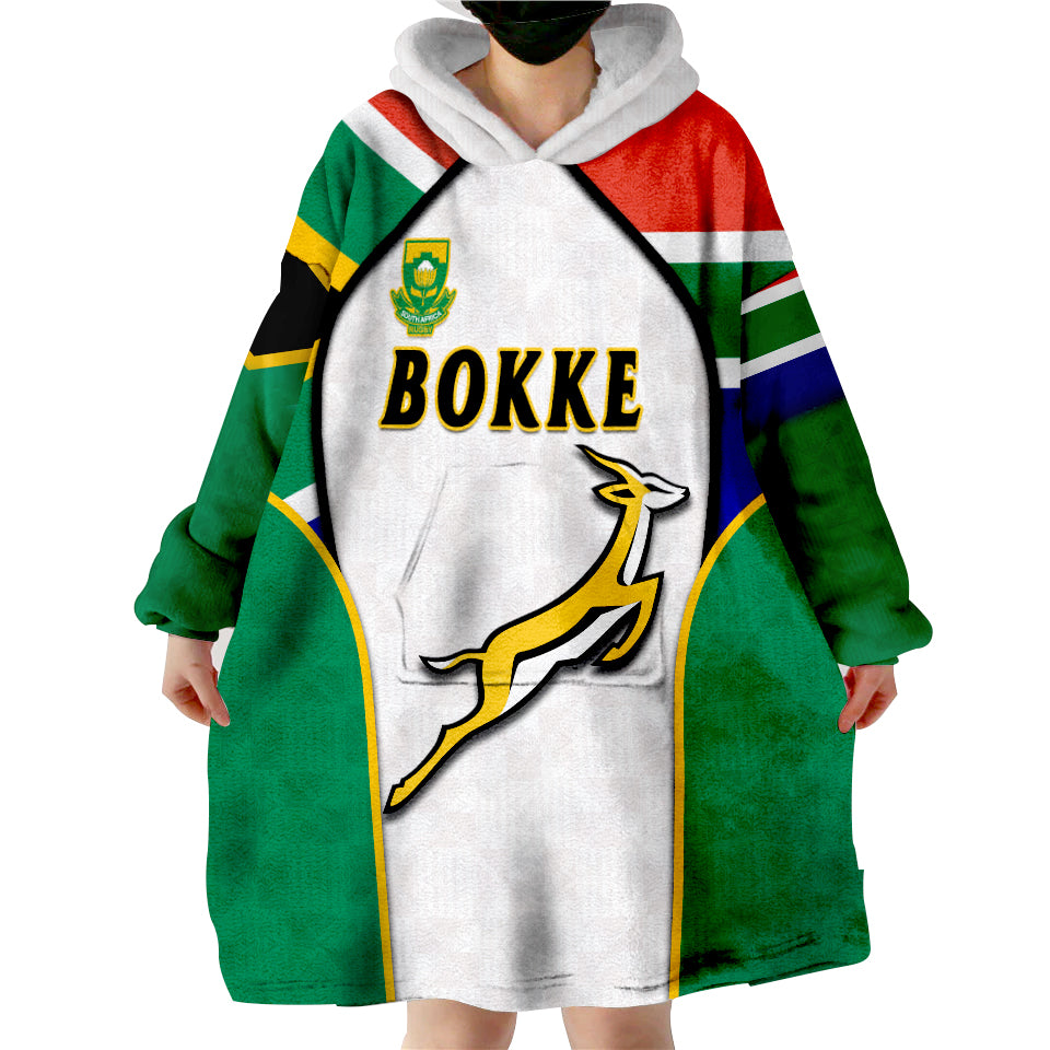 (Custom Text And Number) South Africa Rugby Springboks 2022 Go Bokke African Pattern Wearable Blanket Hoodie - Vibe Hoodie Shop