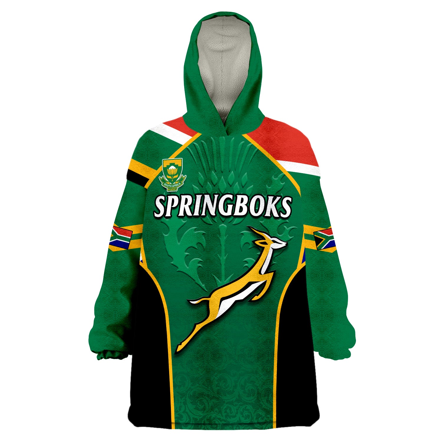 (Custom Text And Number) South Africa Rugby Springboks 2022 Sporty Style Go Amabokoboko Wearable Blanket Hoodie - Vibe Hoodie Shop