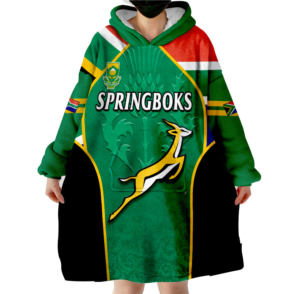 (Custom Text And Number) South Africa Rugby Springboks 2022 Sporty Style Go Amabokoboko Wearable Blanket Hoodie - Vibe Hoodie Shop