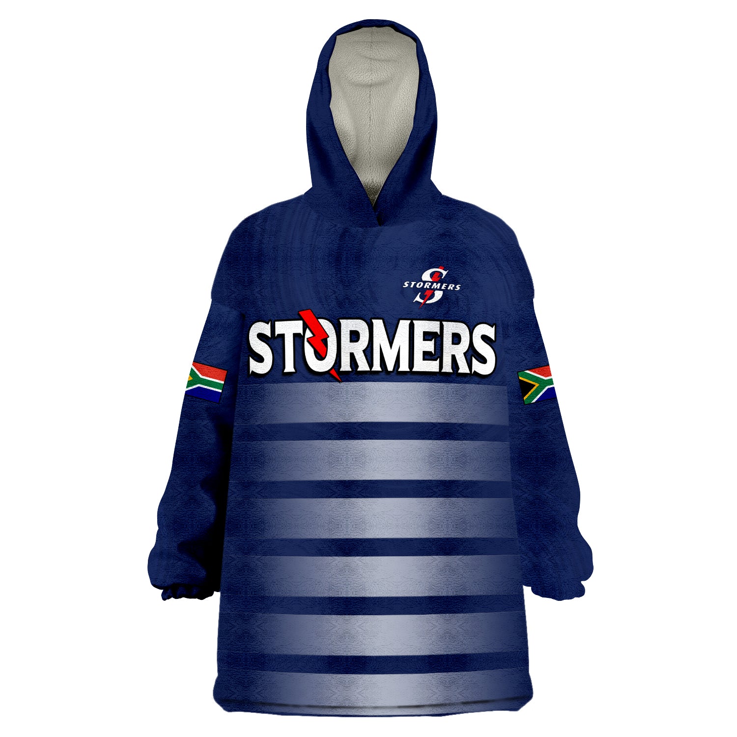 (Custom Text and Number) Stormers South Africa Rugby We Are The Champions URC Unity Wearable Blanket Hoodie - Vibe Hoodie Shop