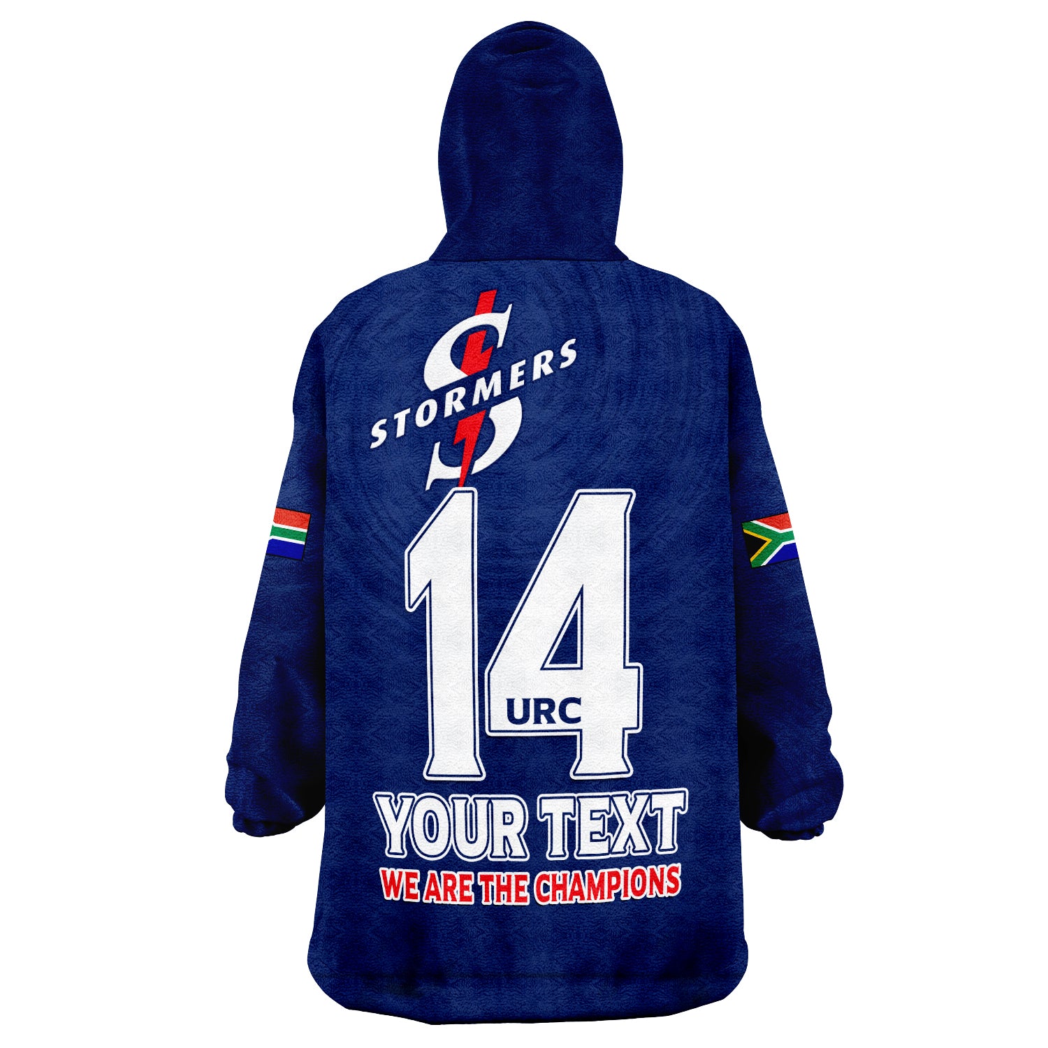 (Custom Text and Number) Stormers South Africa Rugby We Are The Champions URC Unity Wearable Blanket Hoodie - Vibe Hoodie Shop