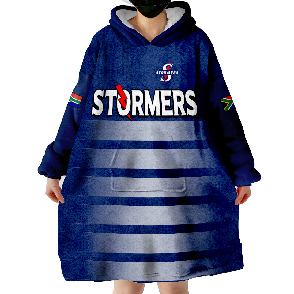 (Custom Text and Number) Stormers South Africa Rugby We Are The Champions URC Unity Wearable Blanket Hoodie - Vibe Hoodie Shop