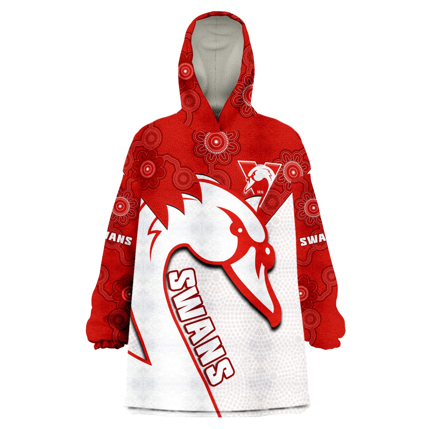 (Custom Text And Number) Sydney Football Swans 1874 Dot Painting Artsy Wearable Blanket Hoodie - Vibe Hoodie Shop