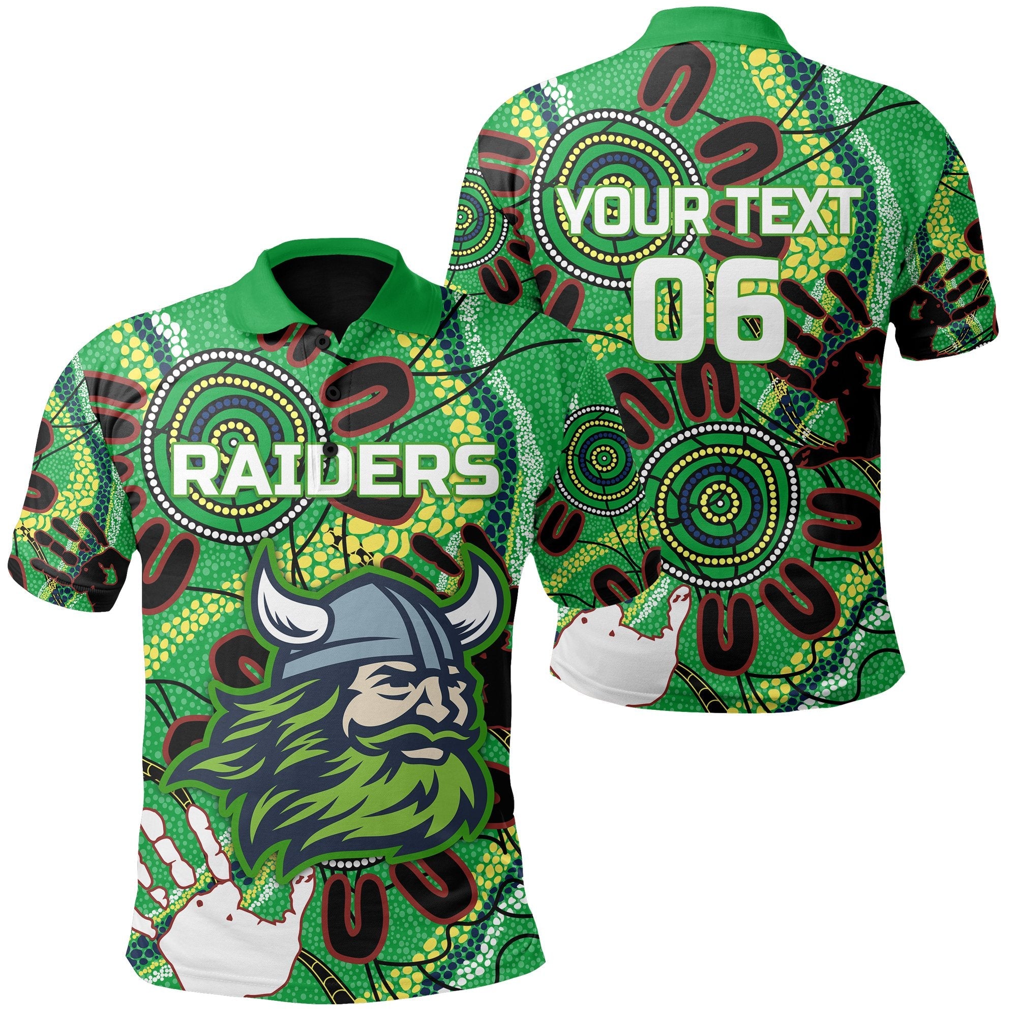 (Custom Personalised) Canberra Polo Shirt Raiders Indigenous Custom Text and Number - Vibe Hoodie Shop