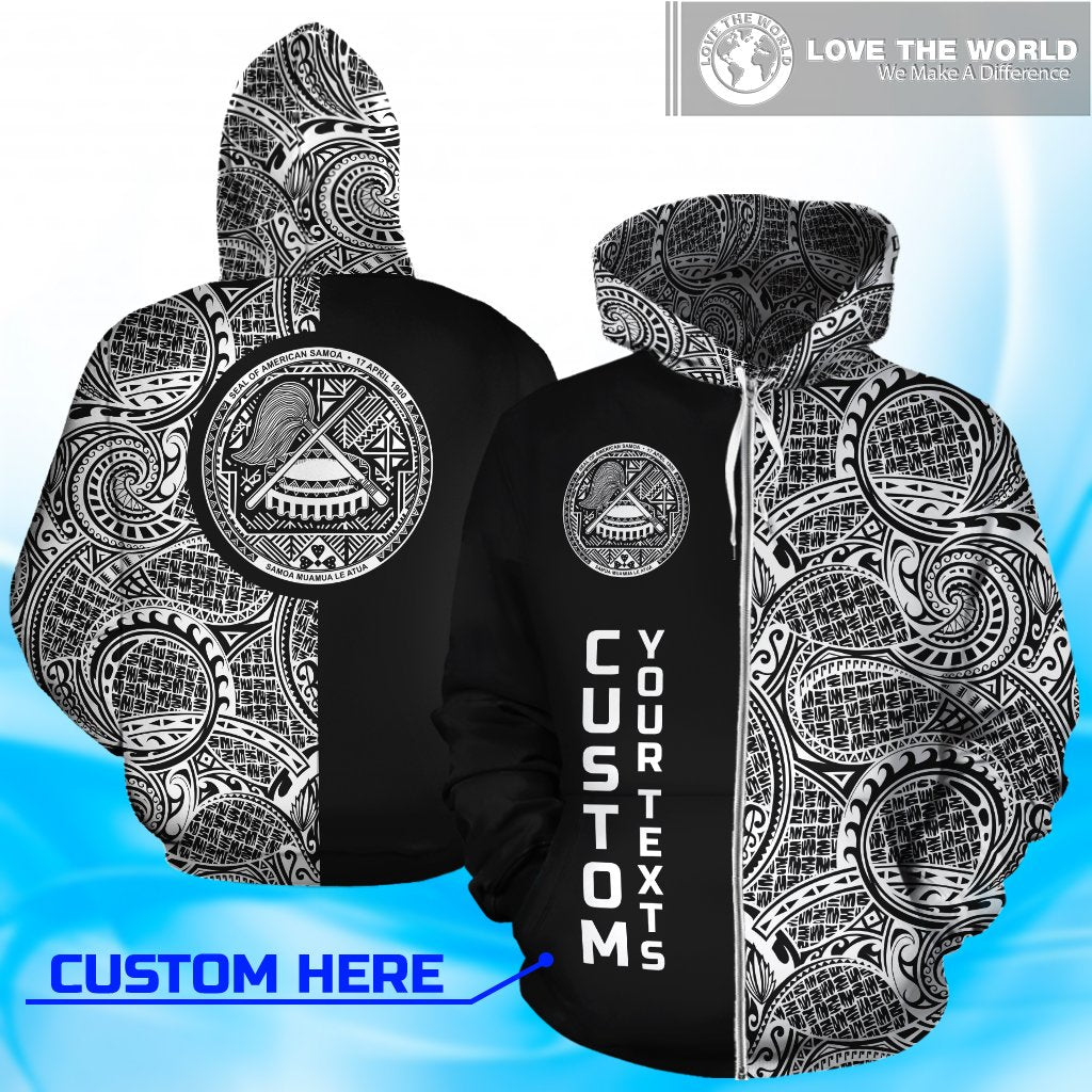 American Samoa (Custom Text) Zip - Up Hoodie - Half Style - Vibe Hoodie Shop