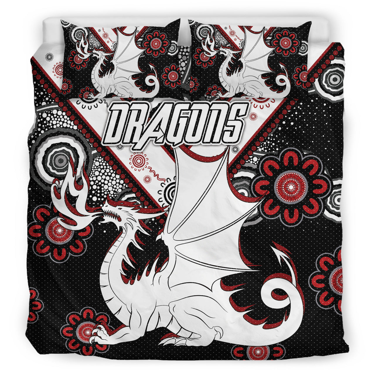 St. George Rugby Bedding Set - Custom Aboriginal Dragons Bedding Set RLT13 - Vibe Hoodie Shop