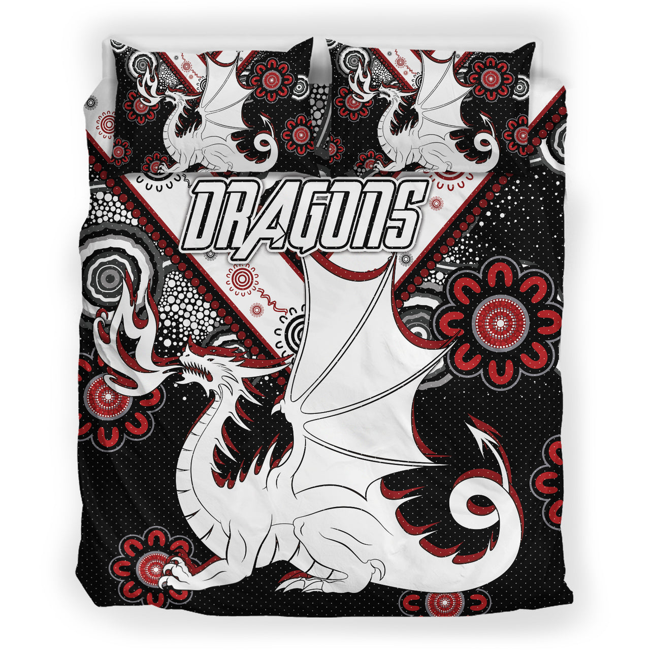 St. George Rugby Bedding Set - Custom Aboriginal Dragons Bedding Set RLT13 - Vibe Hoodie Shop