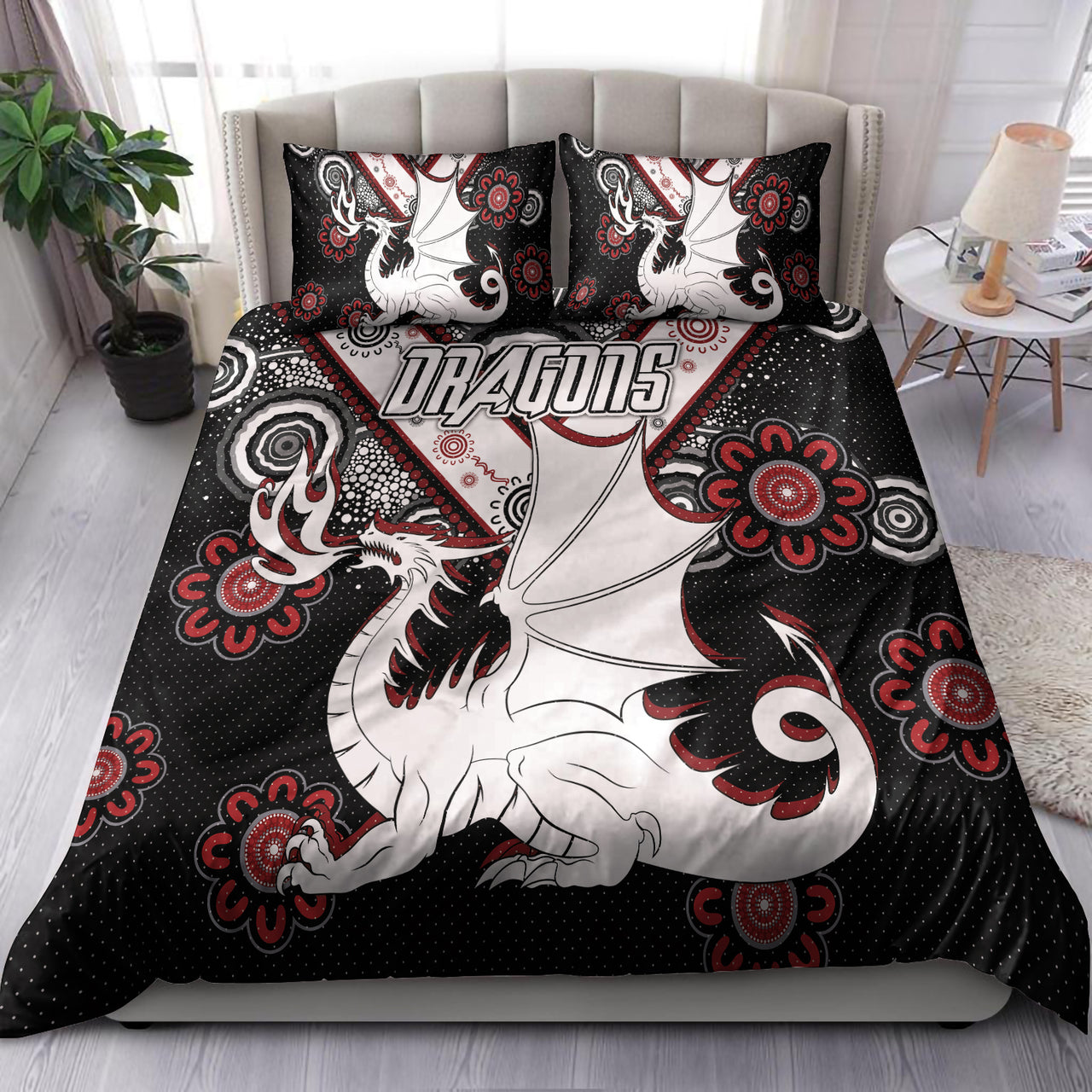 St. George Rugby Bedding Set - Custom Aboriginal Dragons Bedding Set RLT13 - Vibe Hoodie Shop