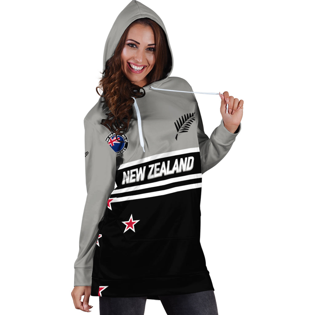 (Custom Personalised) New Zealand Cricket Black Caps Hoodie Dress - - Vibe Hoodie Shop